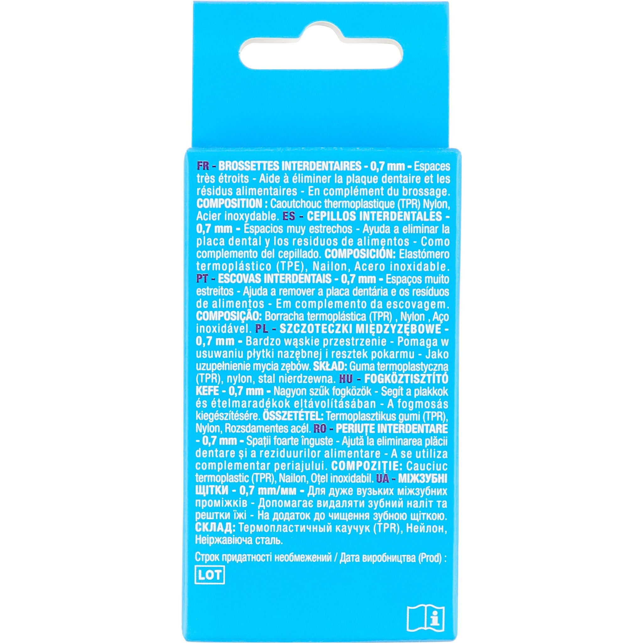 Voir la diapositive 2 : AUCHAN Brossettes interdentaires 0,7mm 5 brossettes