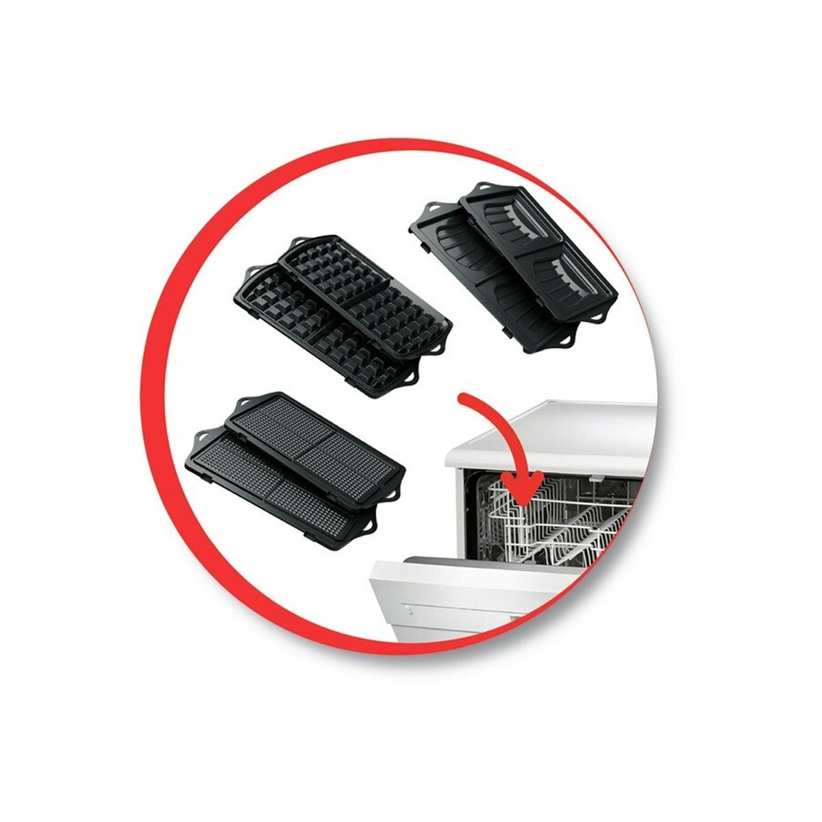 MOULINEX Gaufrier croque-monsieur Break Time Gaufrette SJ617B12 - Beige et Noir