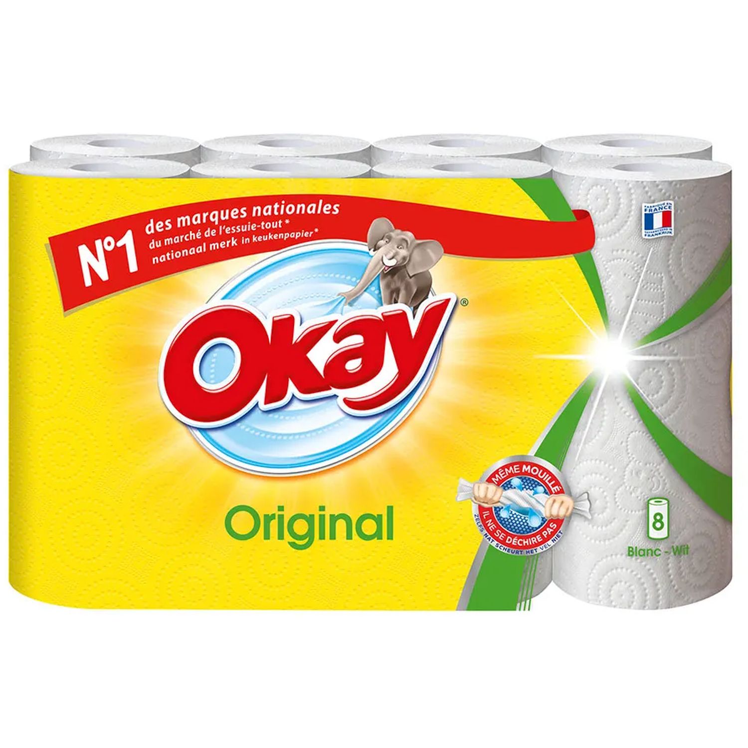 OKAY Essuie-tout original blanc 8 rouleaux