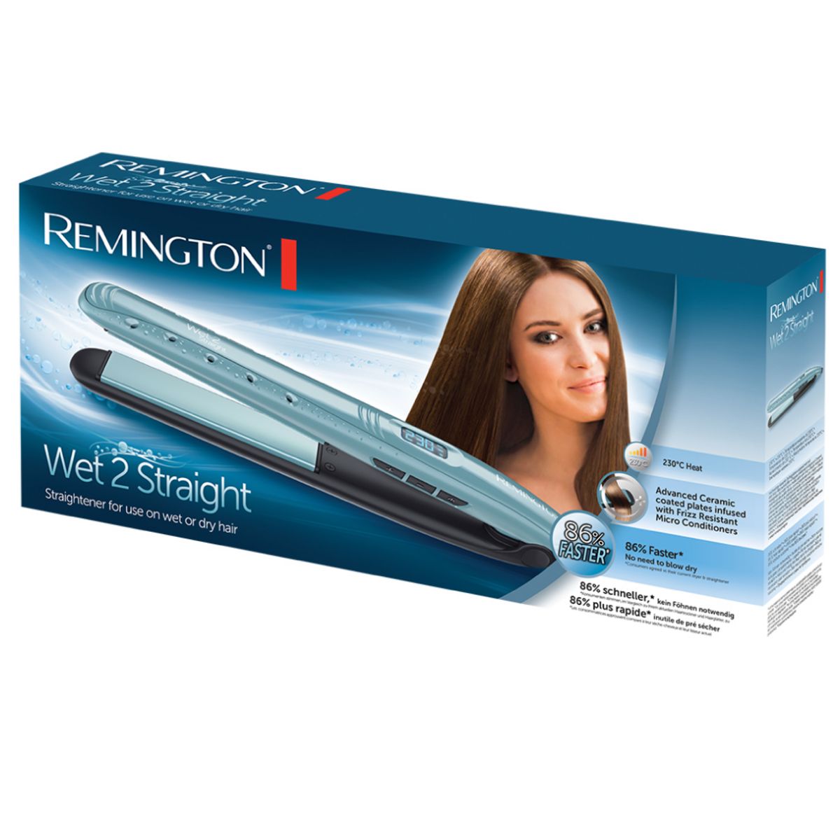 REMINGTON Lisseur céramique S7300 Wet2Straight - Bleu