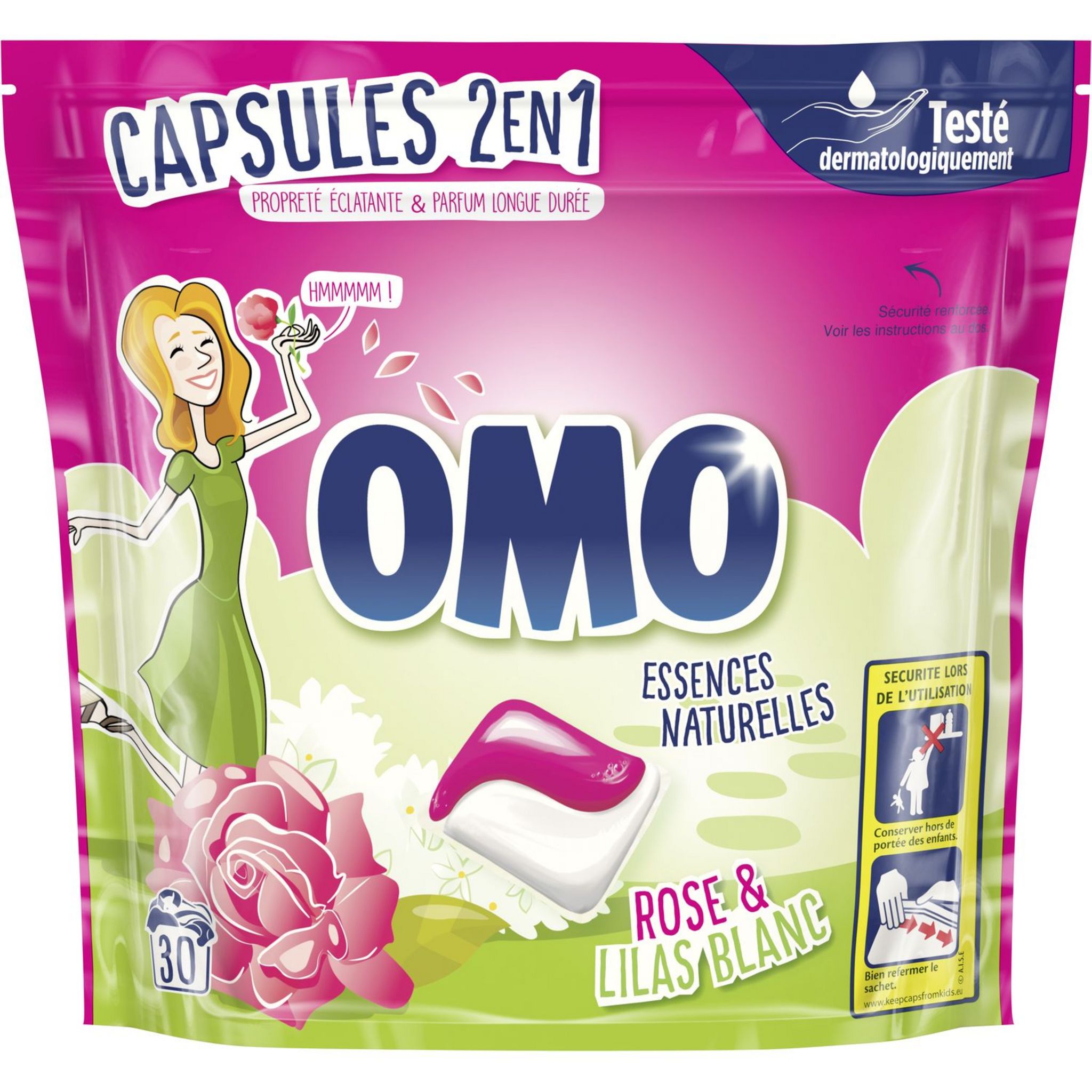 OMO Lessive capsules rose & lilas blanc 30 capsules pas cher - Auchan.fr