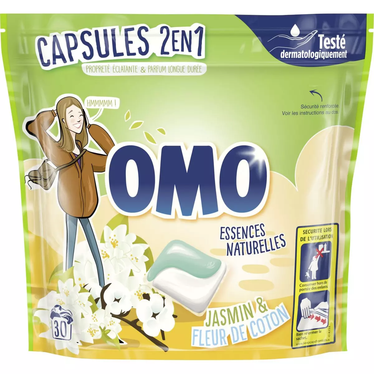 OMO Lessive capsules jasmin & fleur de coton 30 capsules