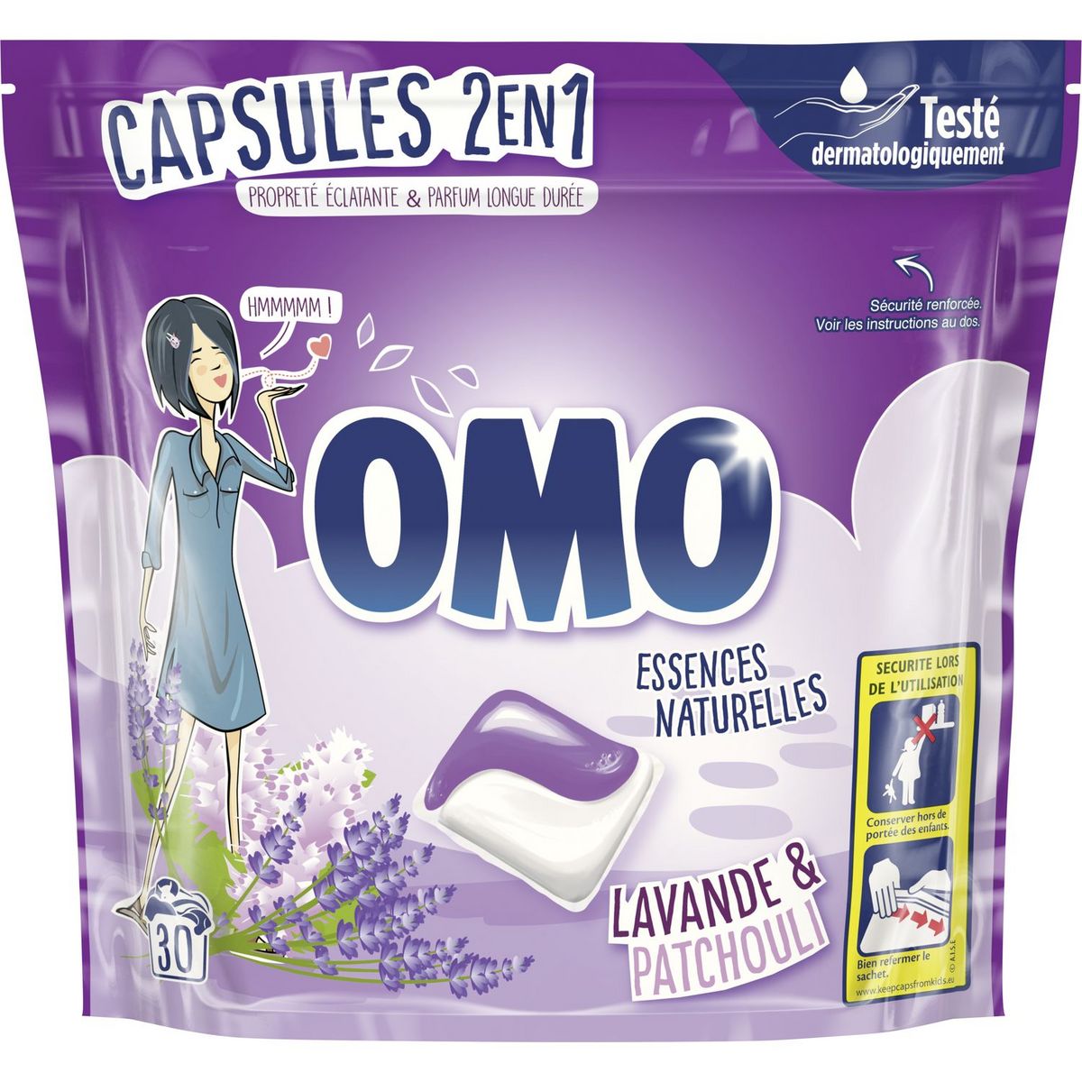 OMO Lessive capsules lavande & patchouli 30 capsules