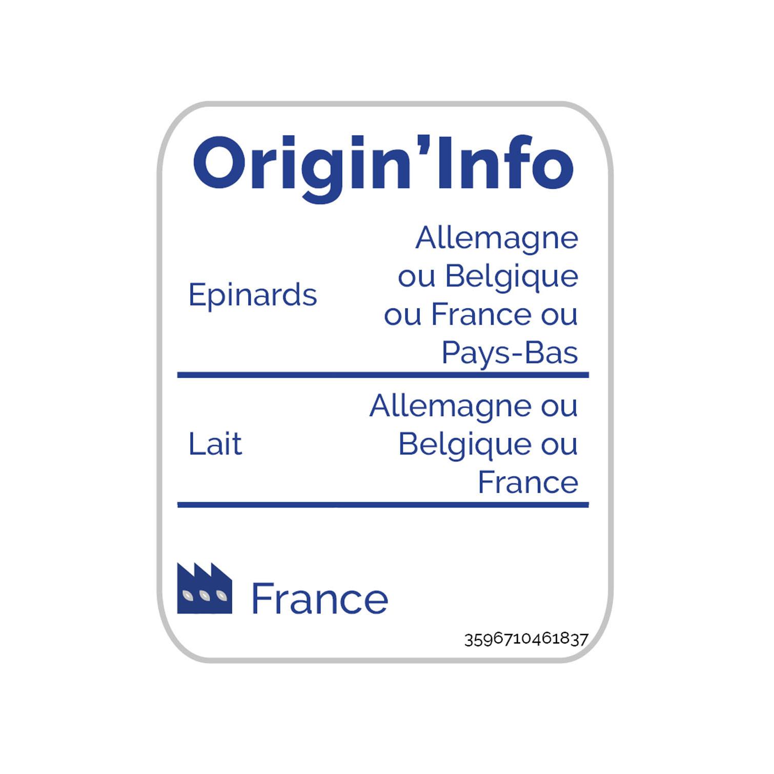 Voir la diapositive 2 : AUCHAN BIO Epinards hachés à la crème 600g