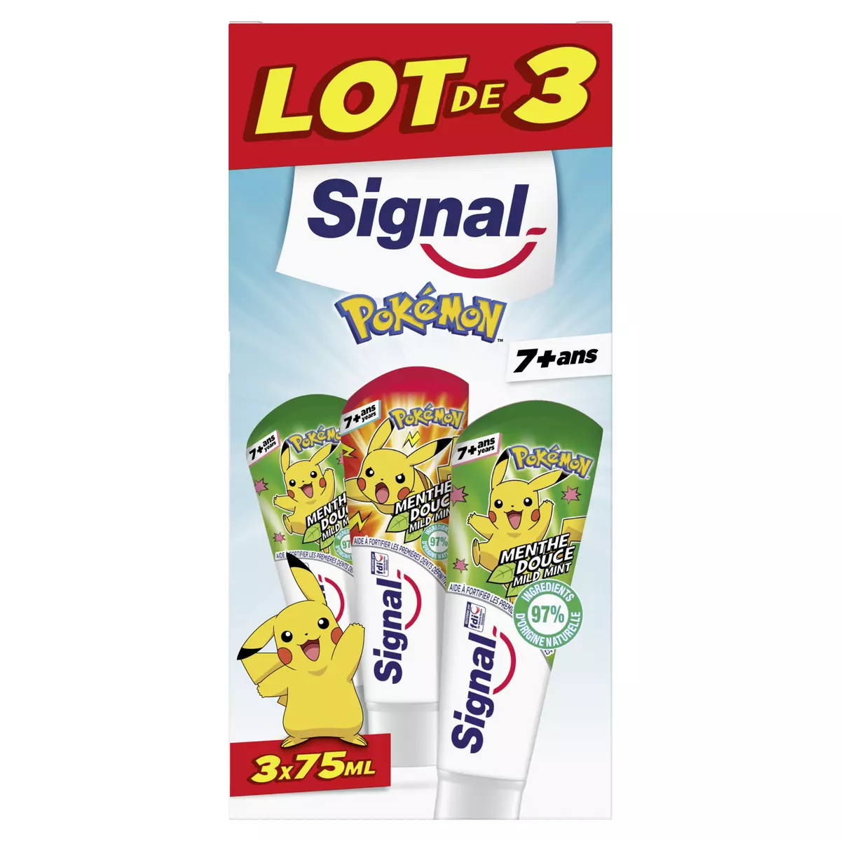 SIGNAL Dentifrice enfant dès 7 ans+ Pokémon goût menthe 3x75ml