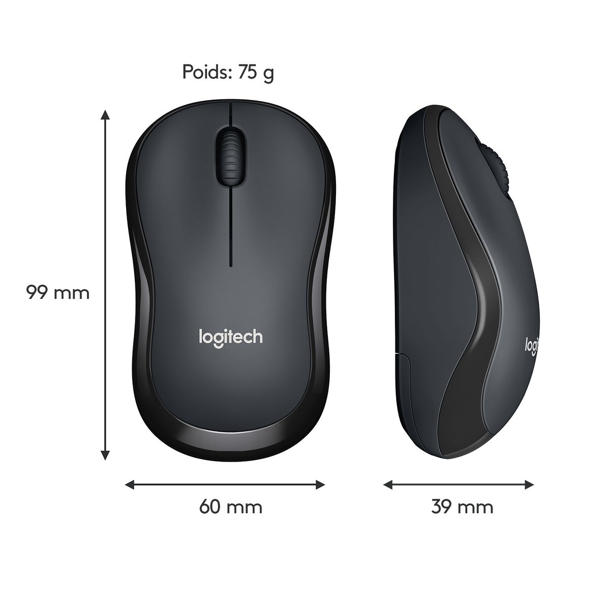 LOGITECH Souris Sans Fil M220 Silencieuse Noire