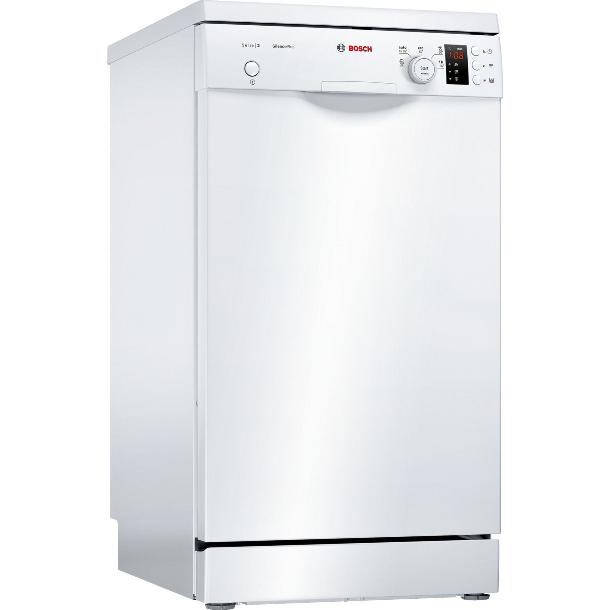 Voir la diapositive 3 : BOSCH Lave-vaisselle Pose libre SPS25CW04E - 9 Couverts, 45 cm, 46 dB, 5 Programmes