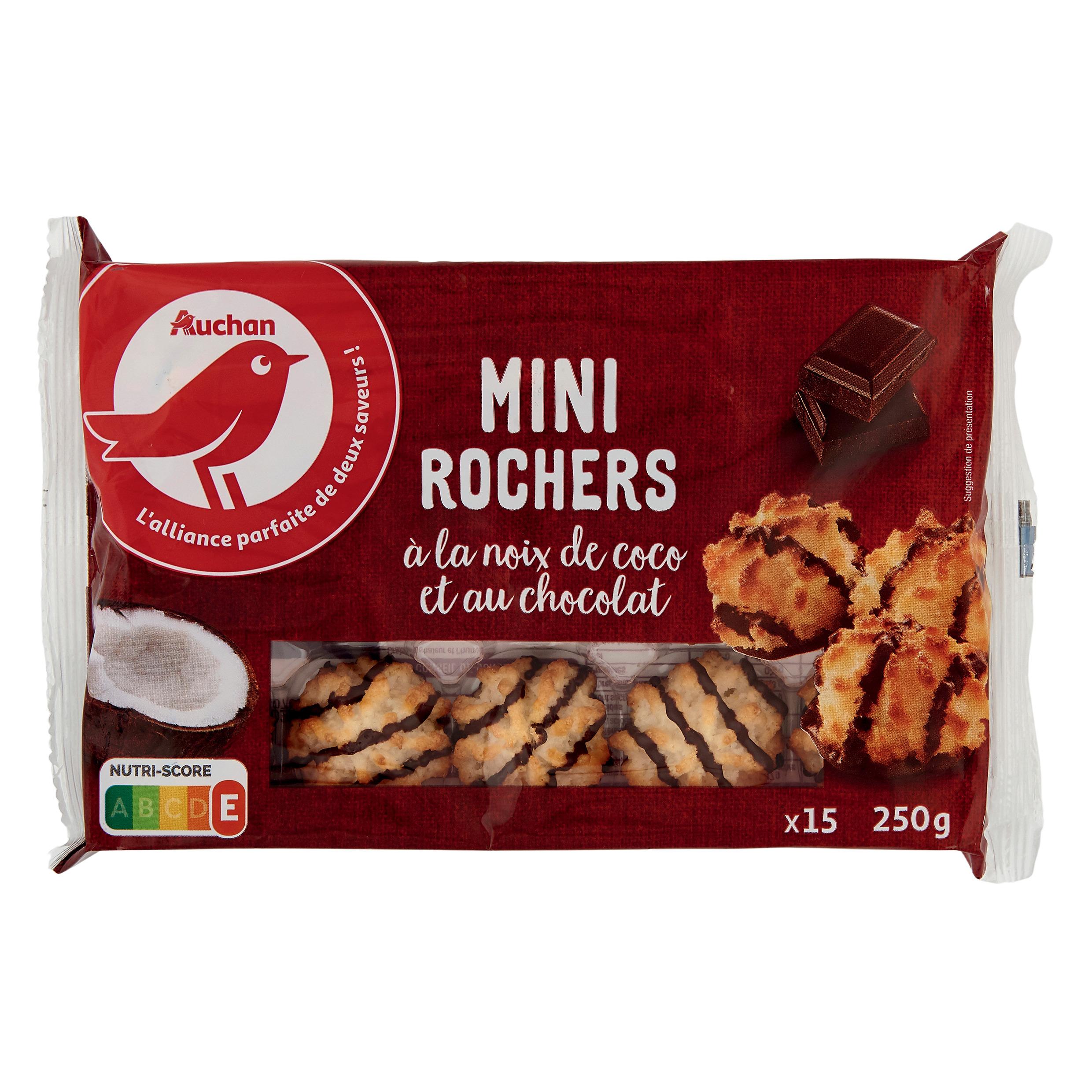 Voir la diapositive 2 : AUCHAN Mini rochers à la noix de coco et au chocolat 15 rochers 250g