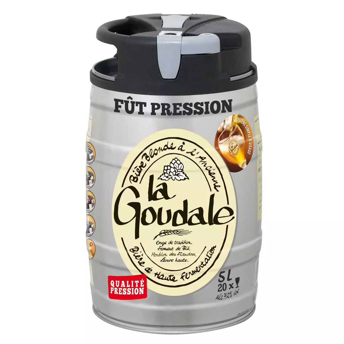 LA GOUDALE Bière blonde 7,2% mini fût pression 5l