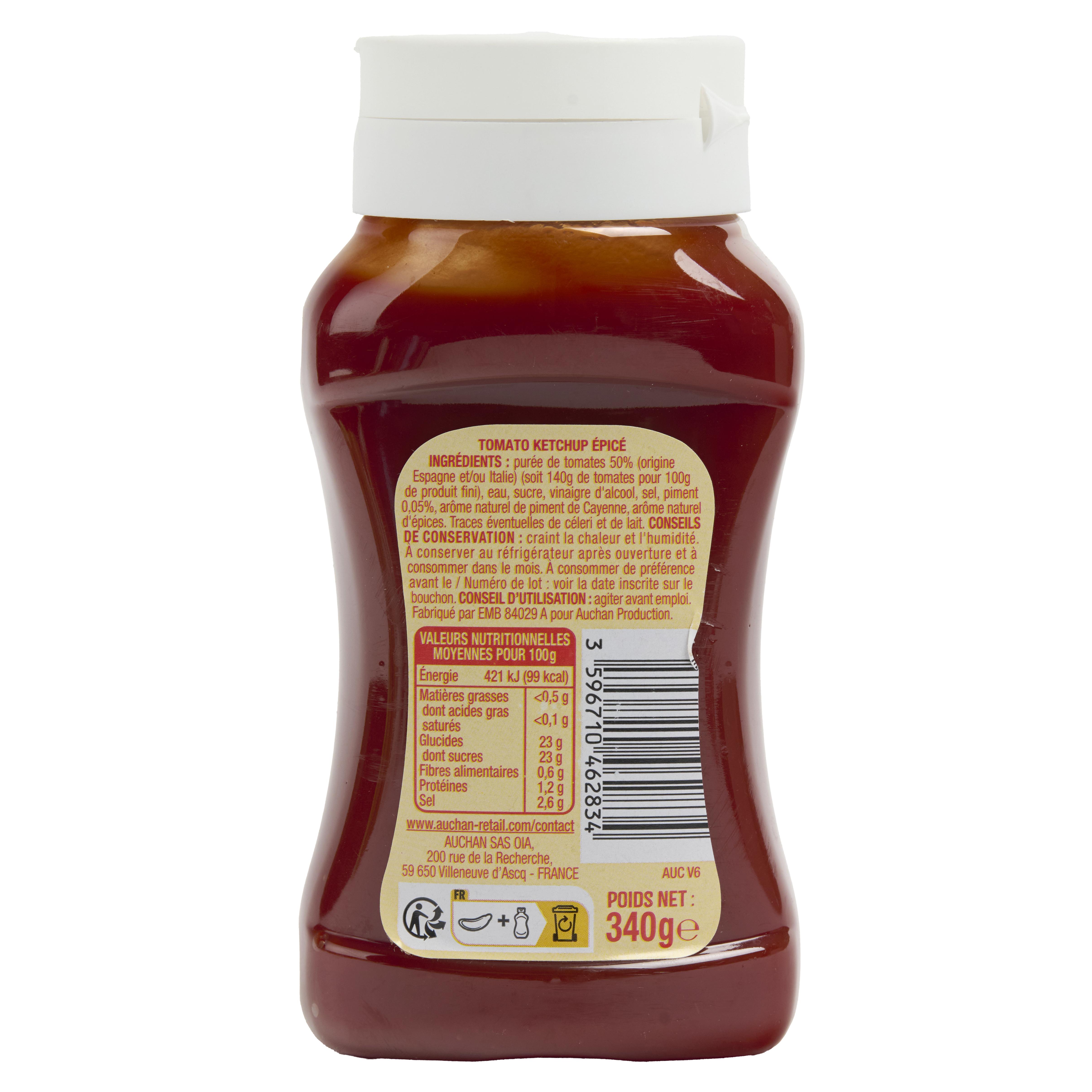 Voir la diapositive 3 : AUCHAN Ketchup épicé flacon souple 340g