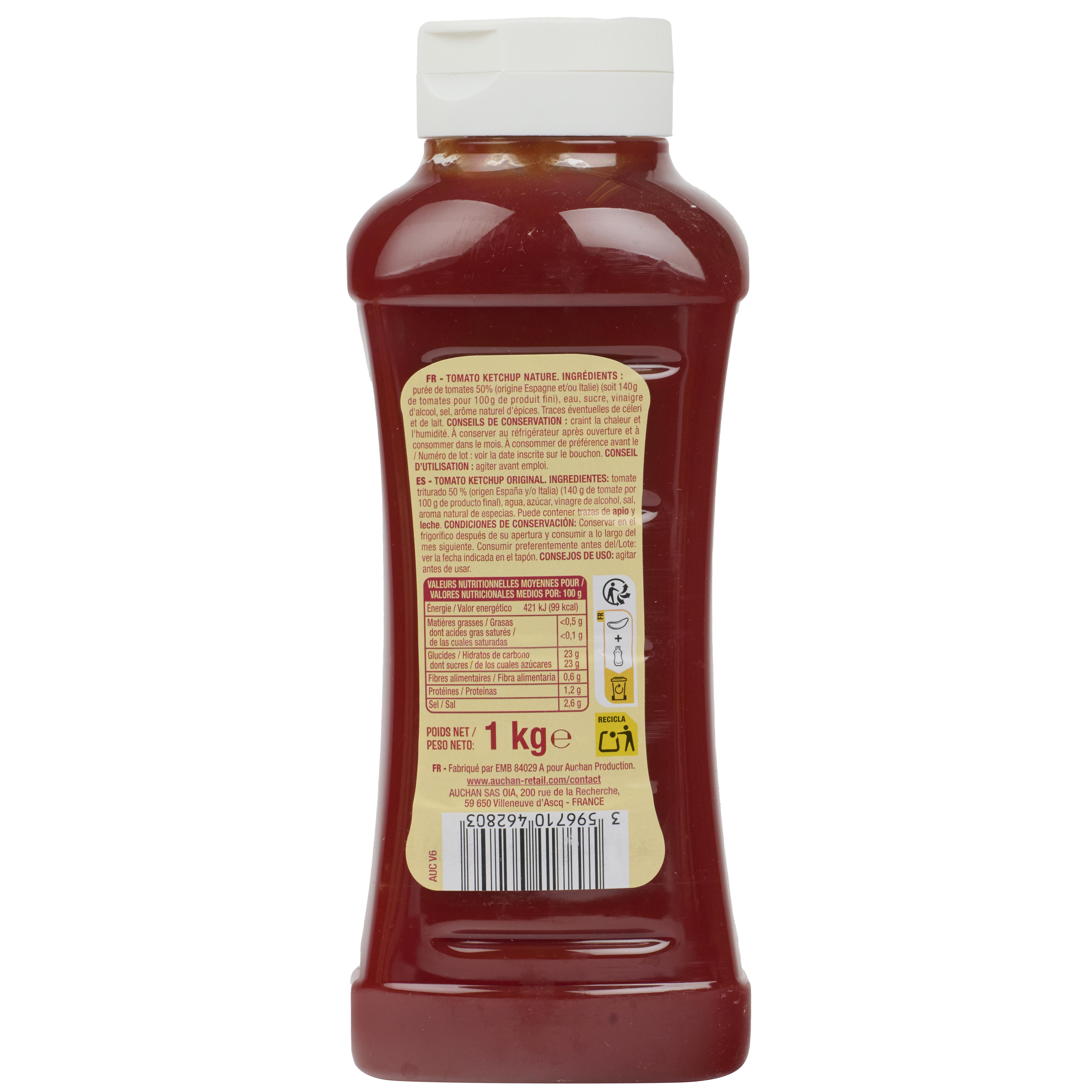 Voir la diapositive 2 : AUCHAN Ketchup nature flacon souple 1kg