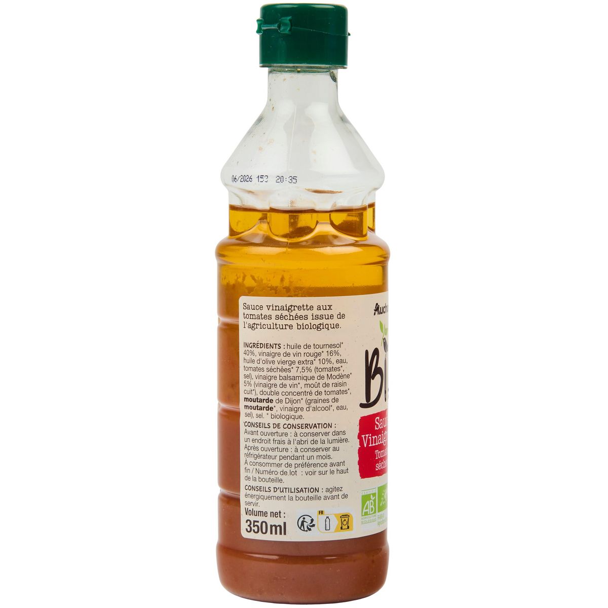 AUCHAN BIO Sauce vinaigrette aux tomates séchées 35cl