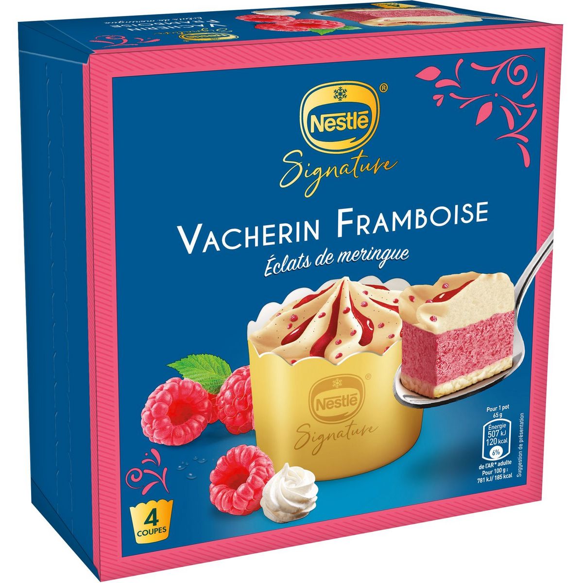 NESTLE Coupe glacée vacherin framboise éclats de meringue 4 pièces 260g