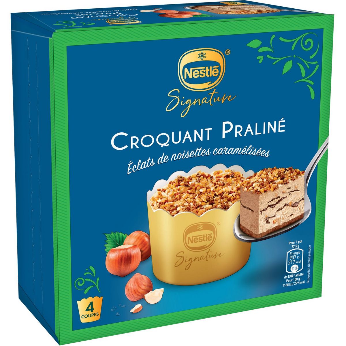 NESTLE Coupe glacée croquant praliné éclats de noisettes 4 pièces 310g