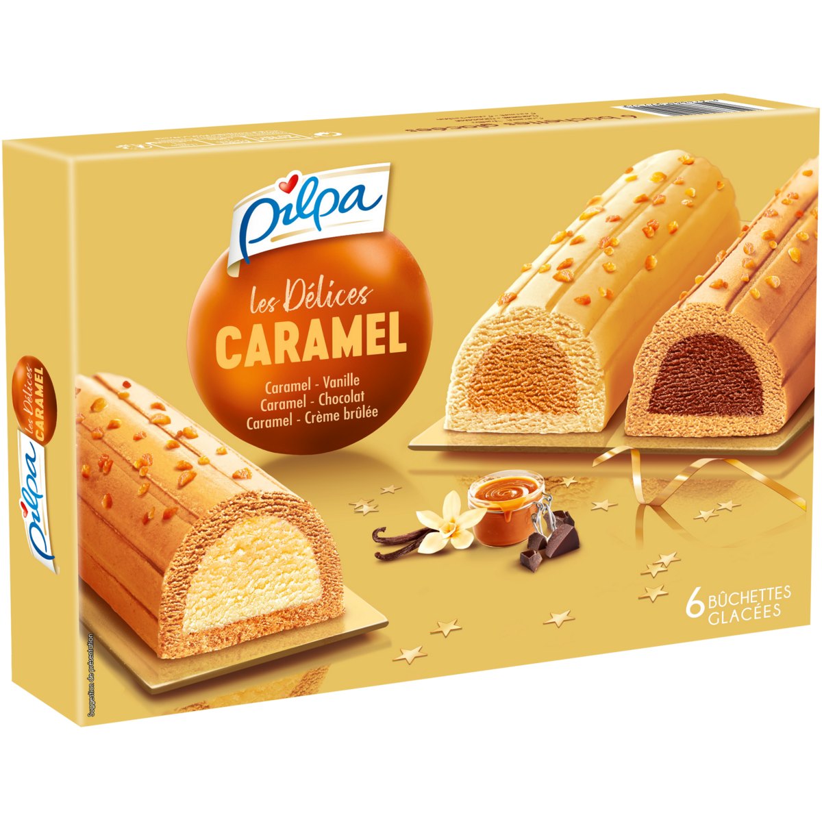 PILPA Bûchette glacée délice caramel 6 pièces 366g