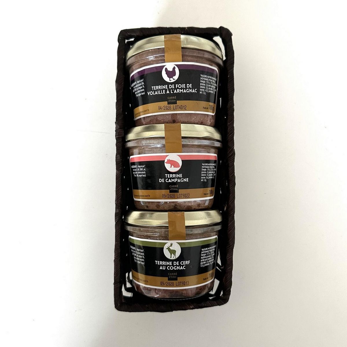 CARRE D'EDEN Assortiment de terrine 3 terrines 540g