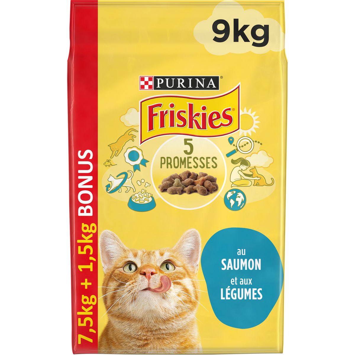 FRISKIES Croquettes au saumon légumes pour chat 7,5kg +1,5kg offerts