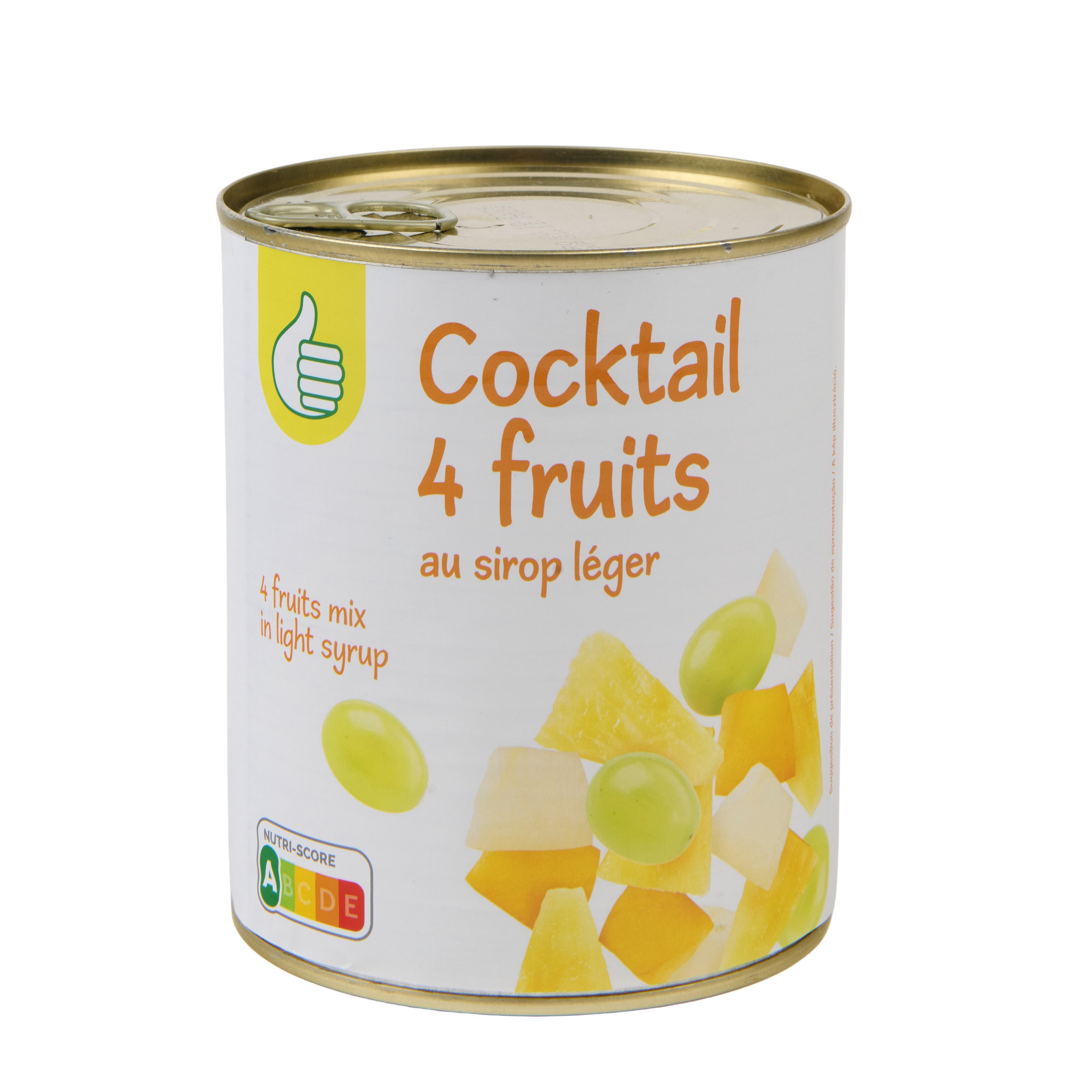 Voir la diapositive 3 : POUCE Cocktail 4 fruits au sirop léger 825g