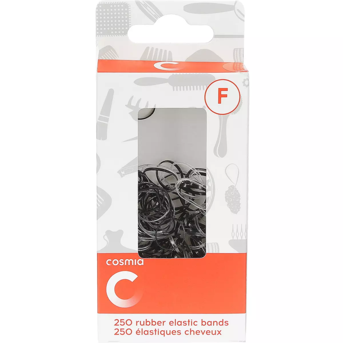 COSMIA Minis élastiques pour cheveux noirs et transparents 250 pièces