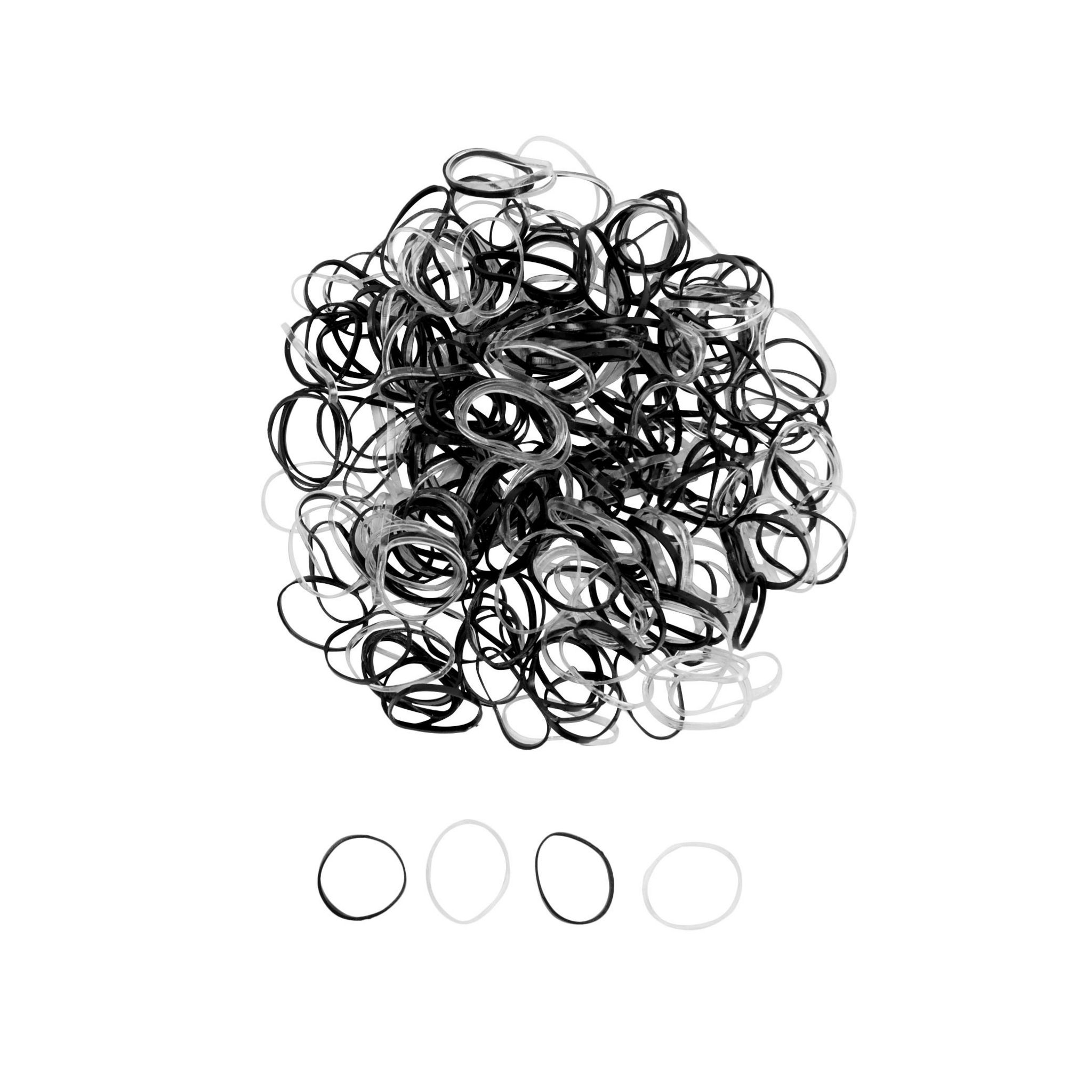 Voir la diapositive 2 : COSMIA Minis élastiques pour cheveux noirs et transparents 250 pièces