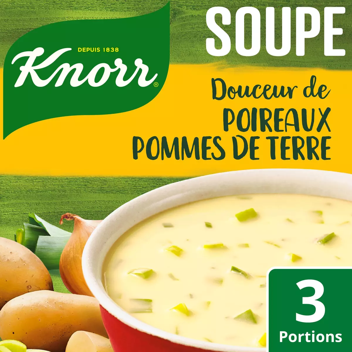 KNORR Soupe douceur de poireaux et pommes de terre 3 portions 80g