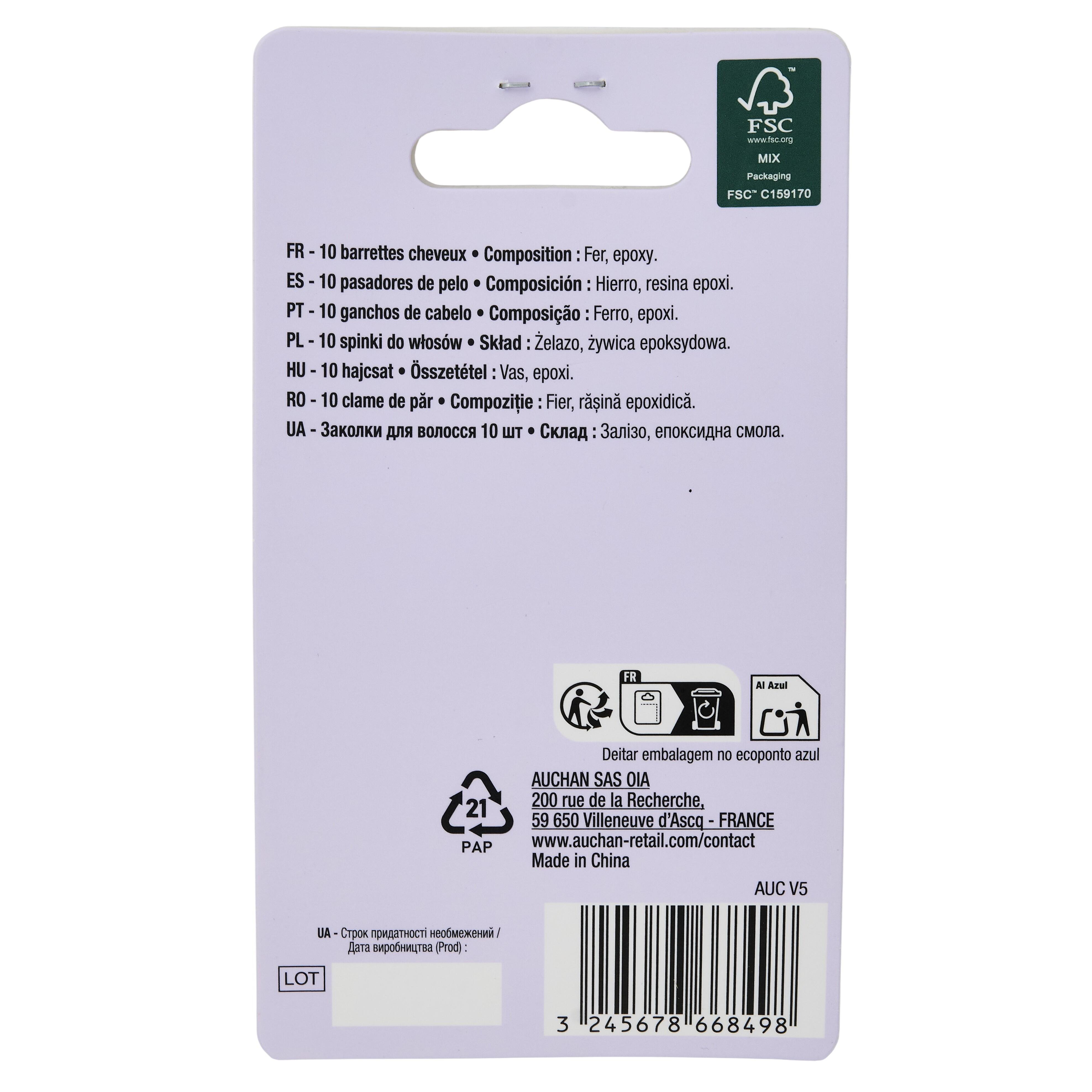 Voir la diapositive 2 : COSMIA Barrettes epoxy 10 barrettes