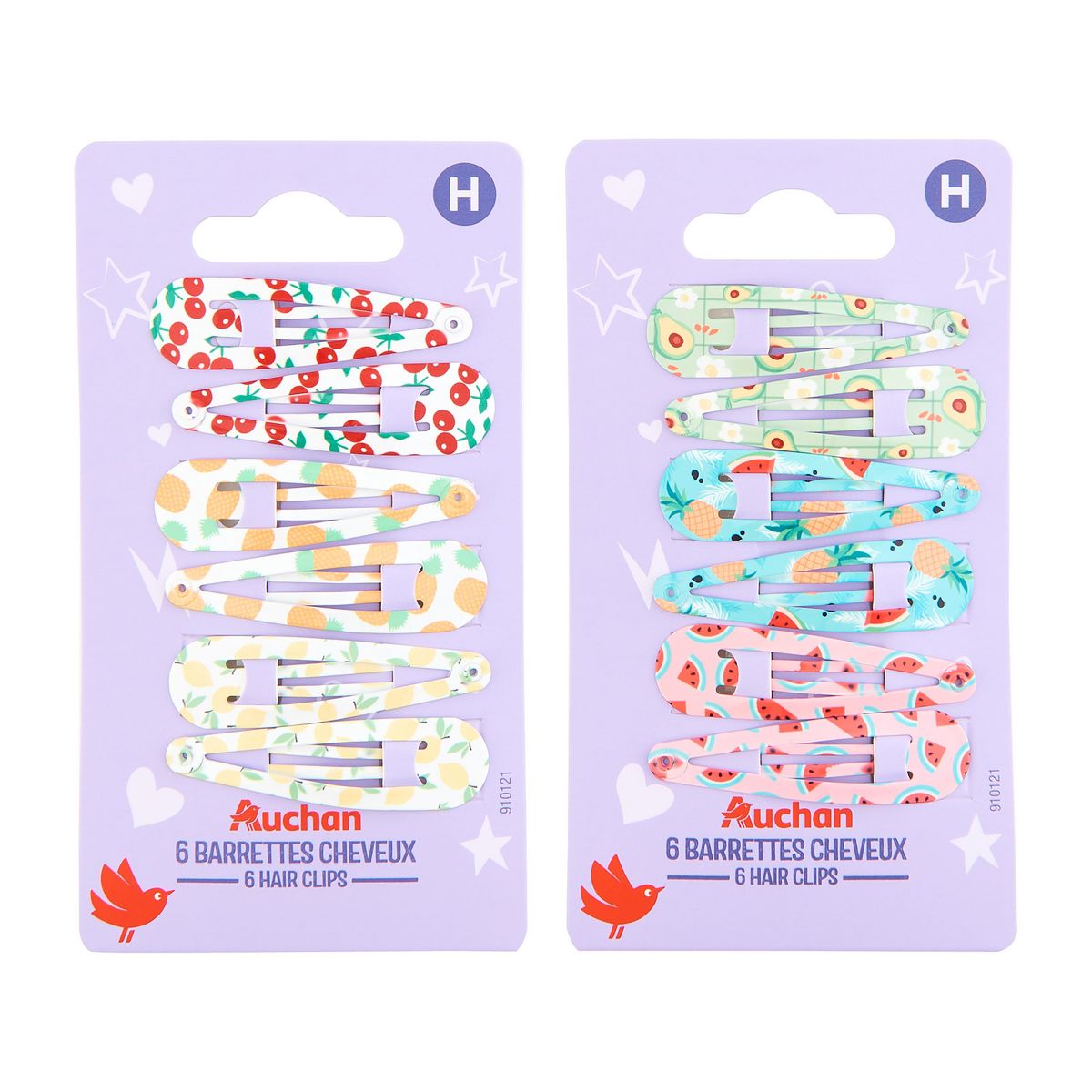 AUCHAN Barrettes cheveux enfant 6 pièces