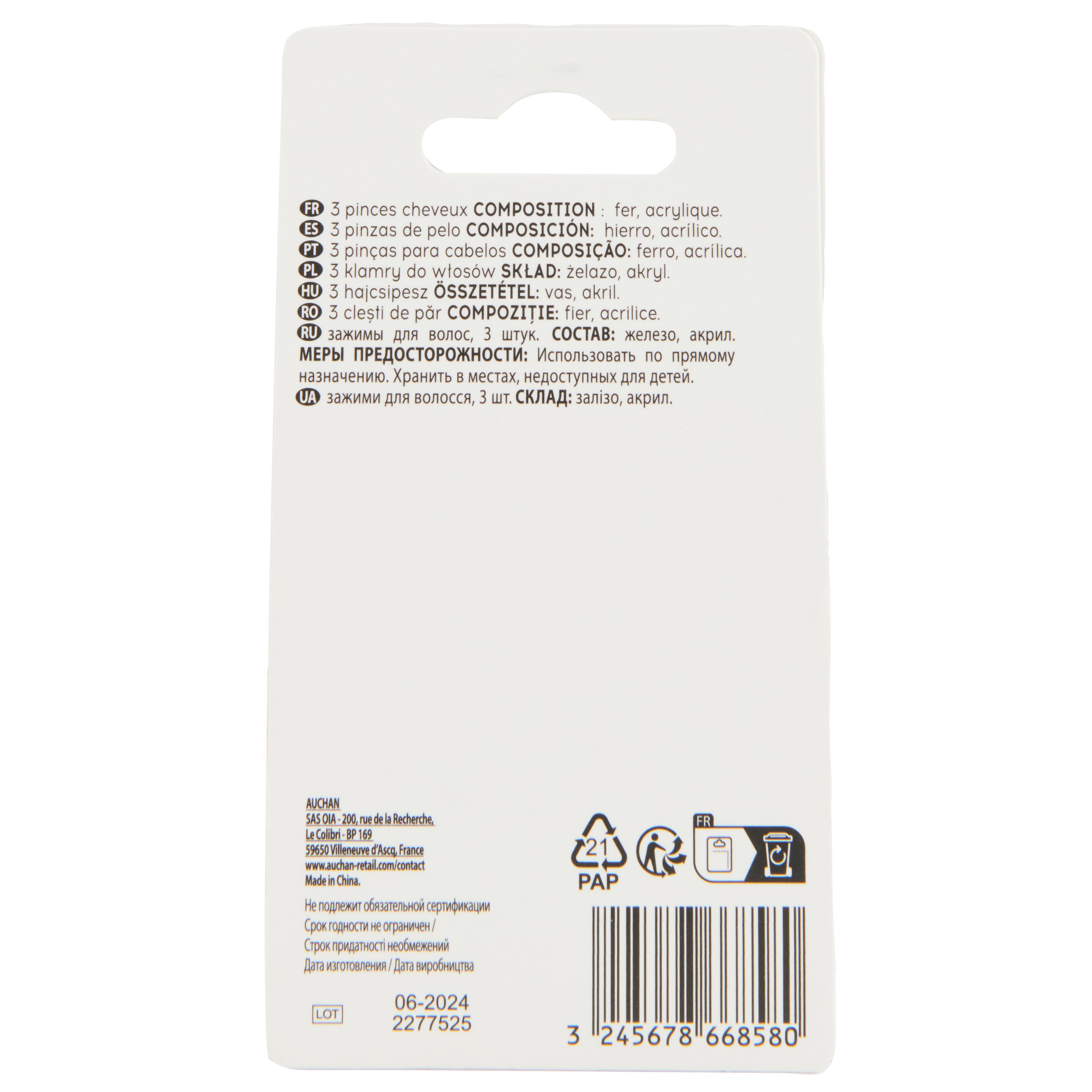 Voir la diapositive 2 : COSMIA Barrettes fantaisie x10