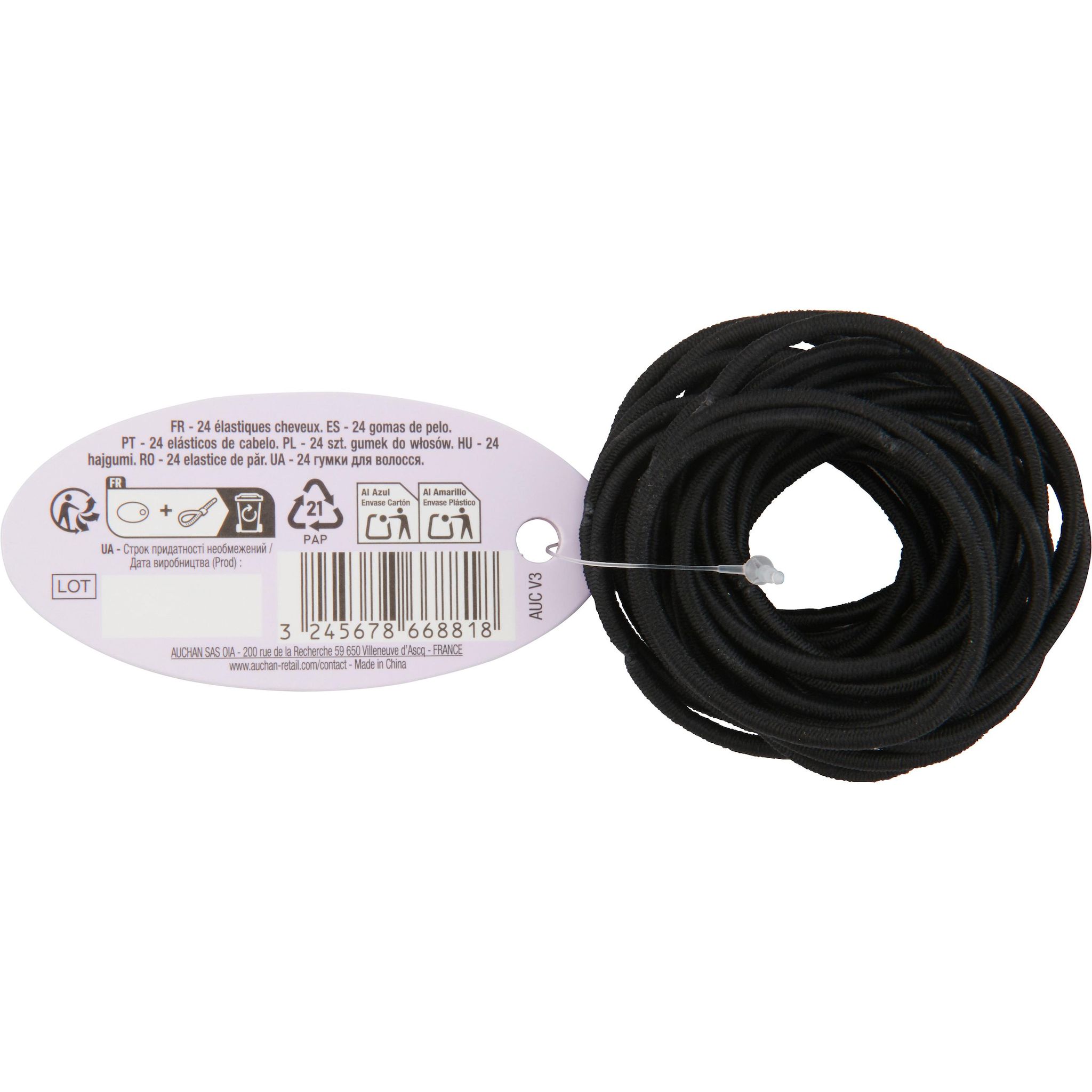 Voir la diapositive 3 : COSMIA Elastiques cheveux noirs 24 élastiques