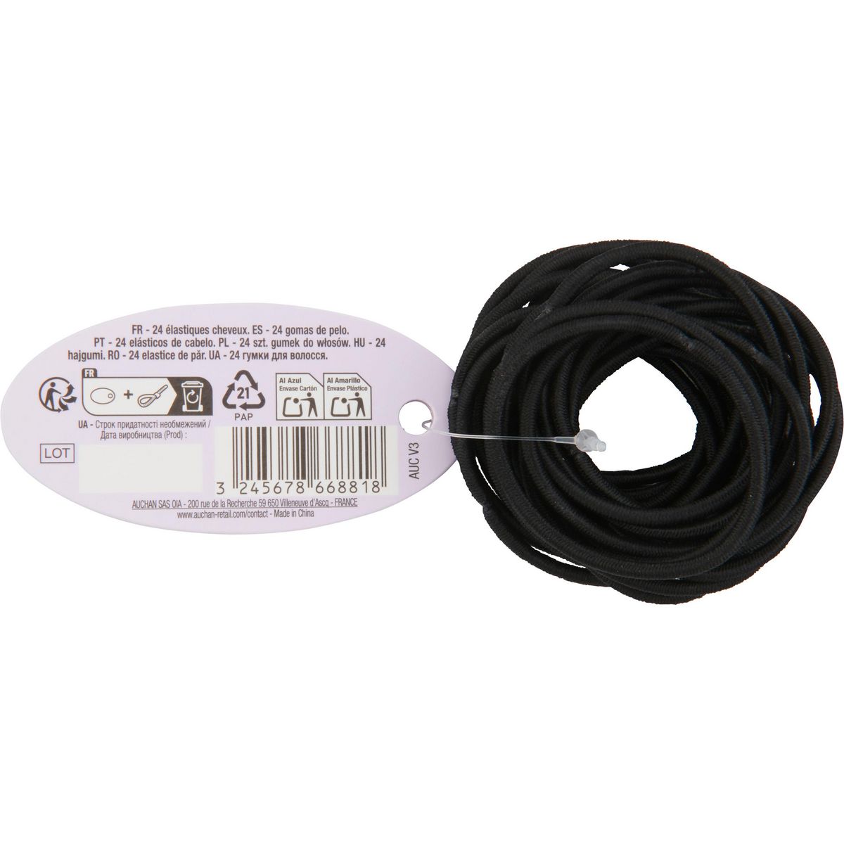 COSMIA Elastiques cheveux noirs 24 élastiques