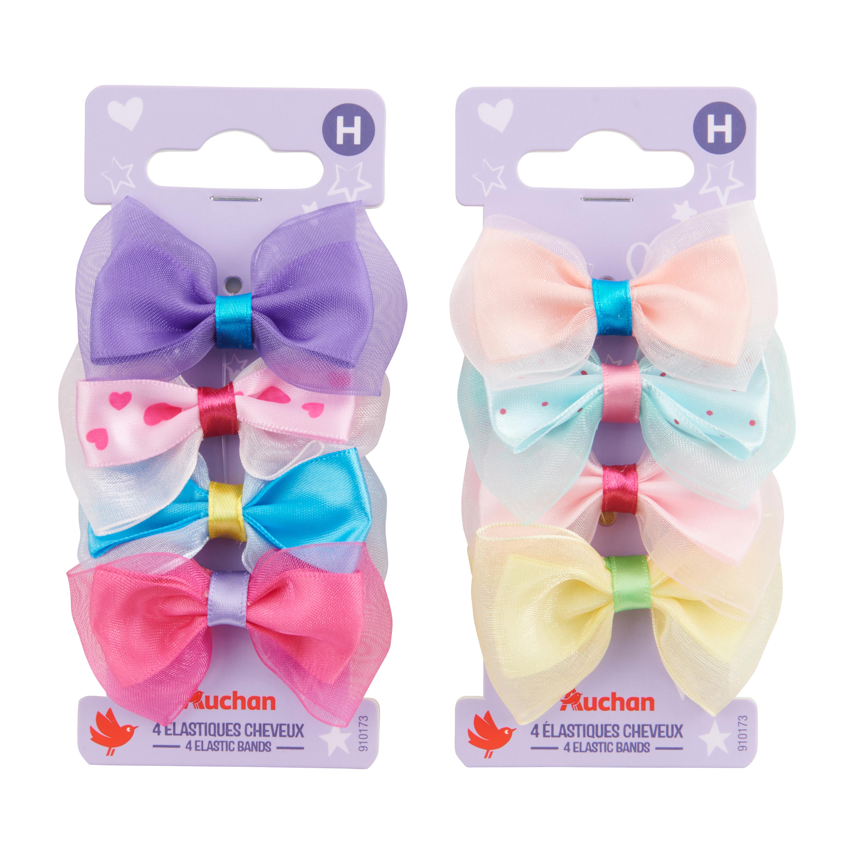 Voir la diapositive 4 : AUCHAN Elastique cheveux enfant 4 pièces