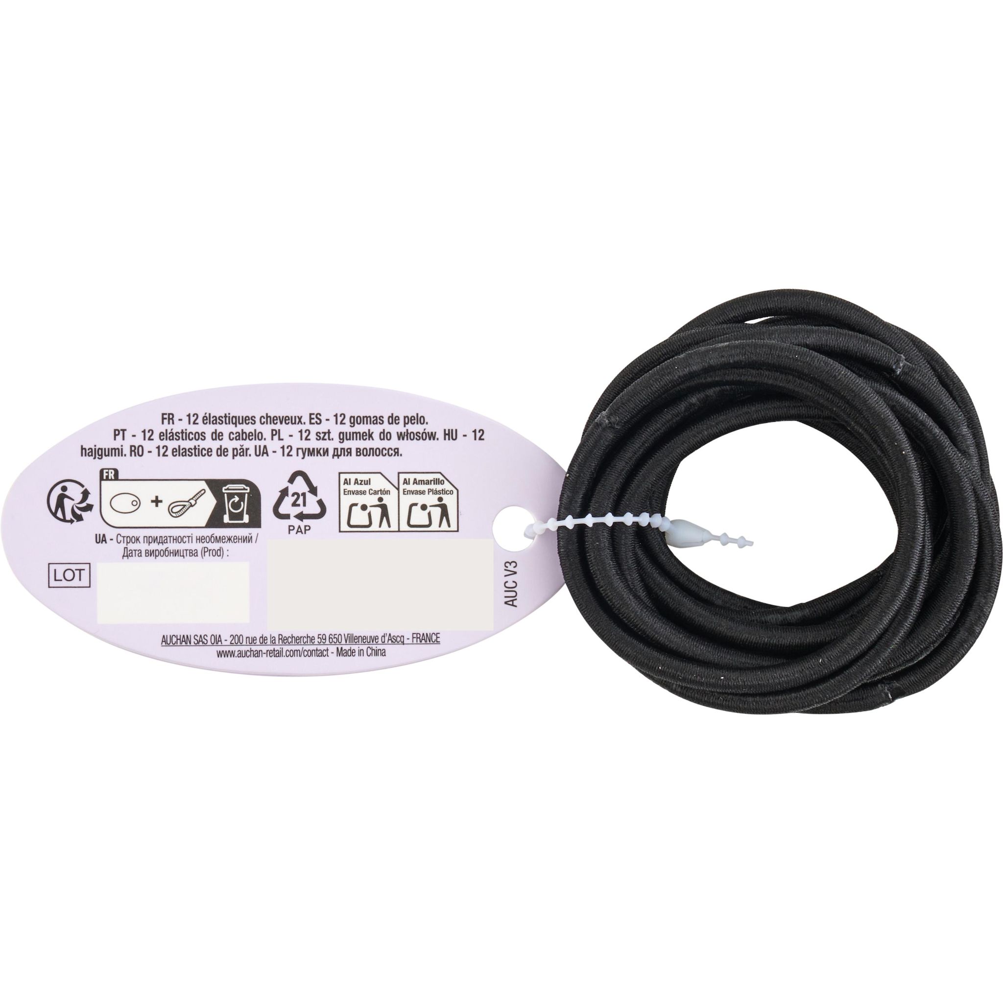 Voir la diapositive 3 : COSMIA Elastiques cheveux noirs 12 élastiques