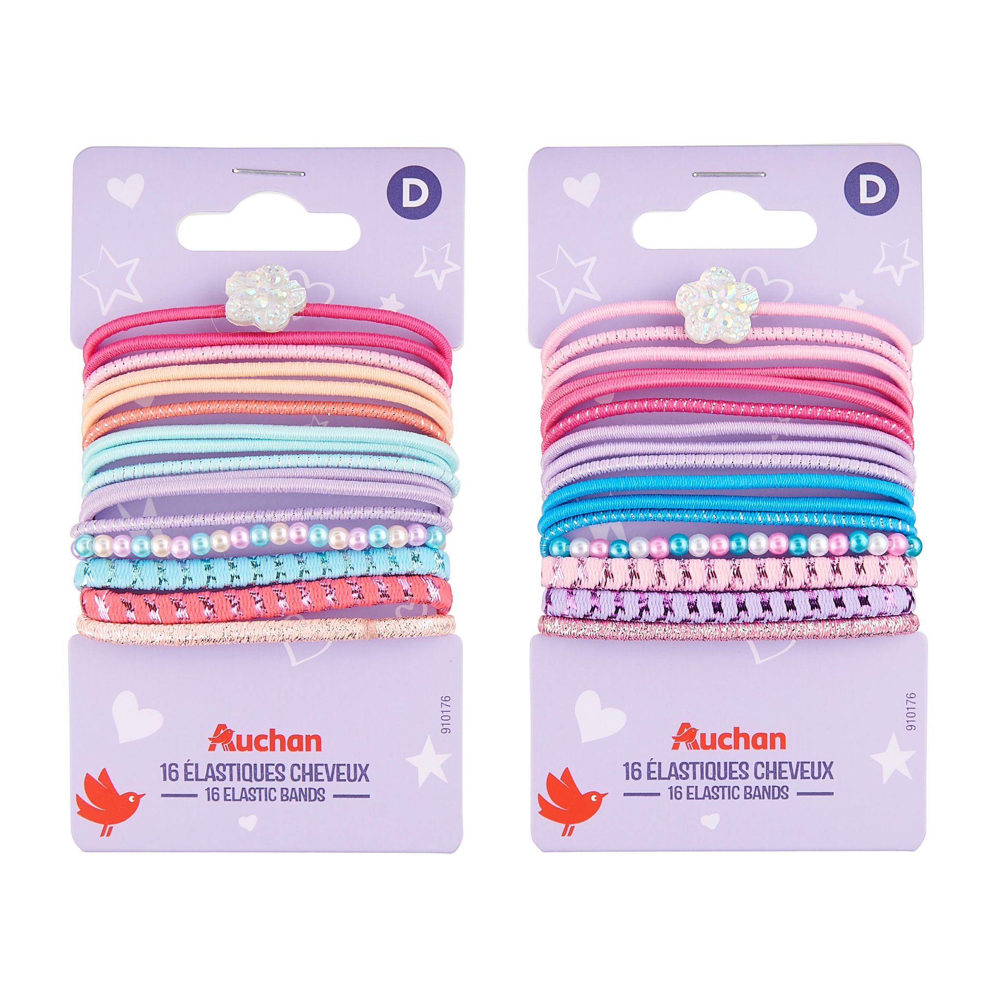 Voir la diapositive 4 : AUCHAN Elastiques cheveux enfant 16 pièces
