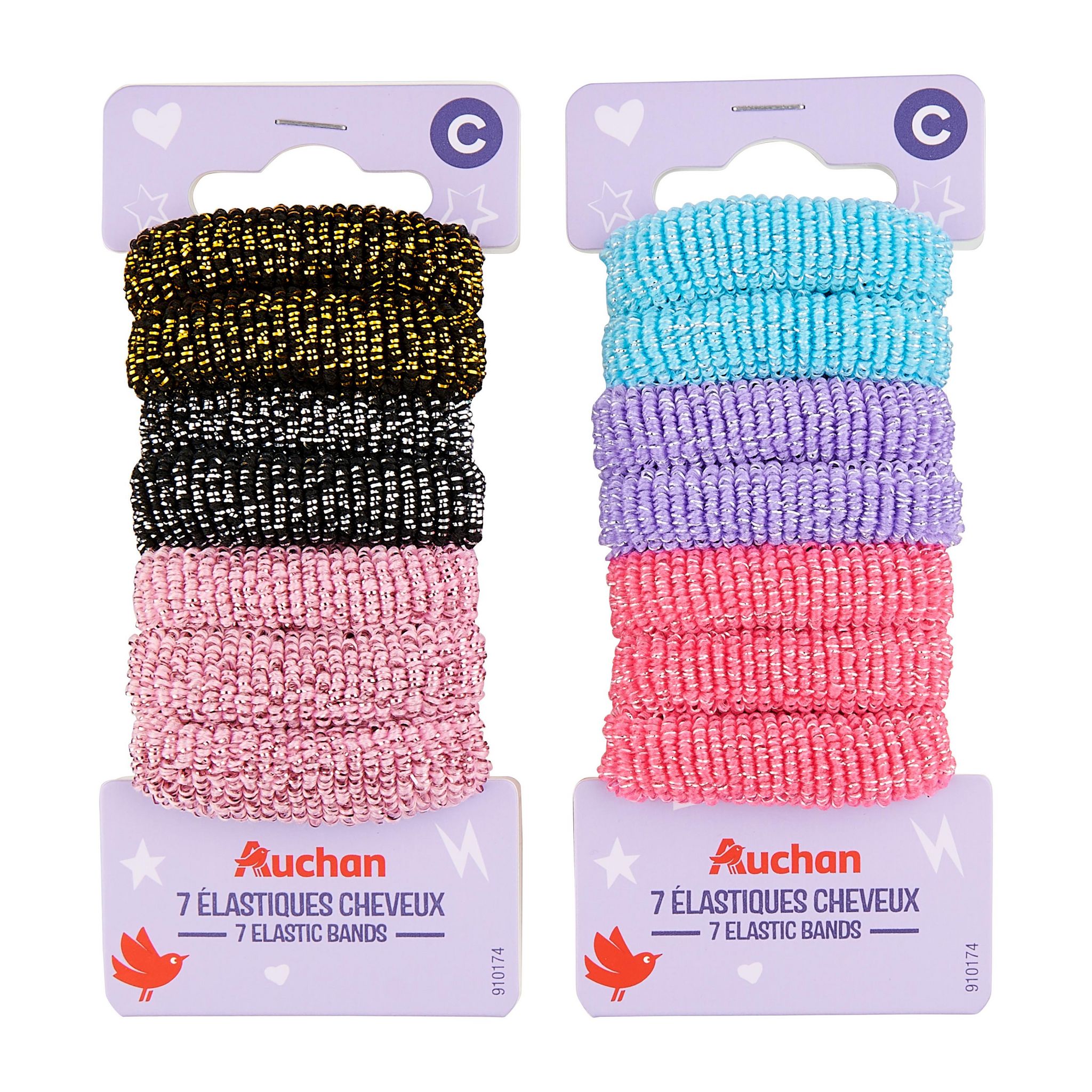 Voir la diapositive 2 : AUCHAN Elastiques cheveux 17 pièces