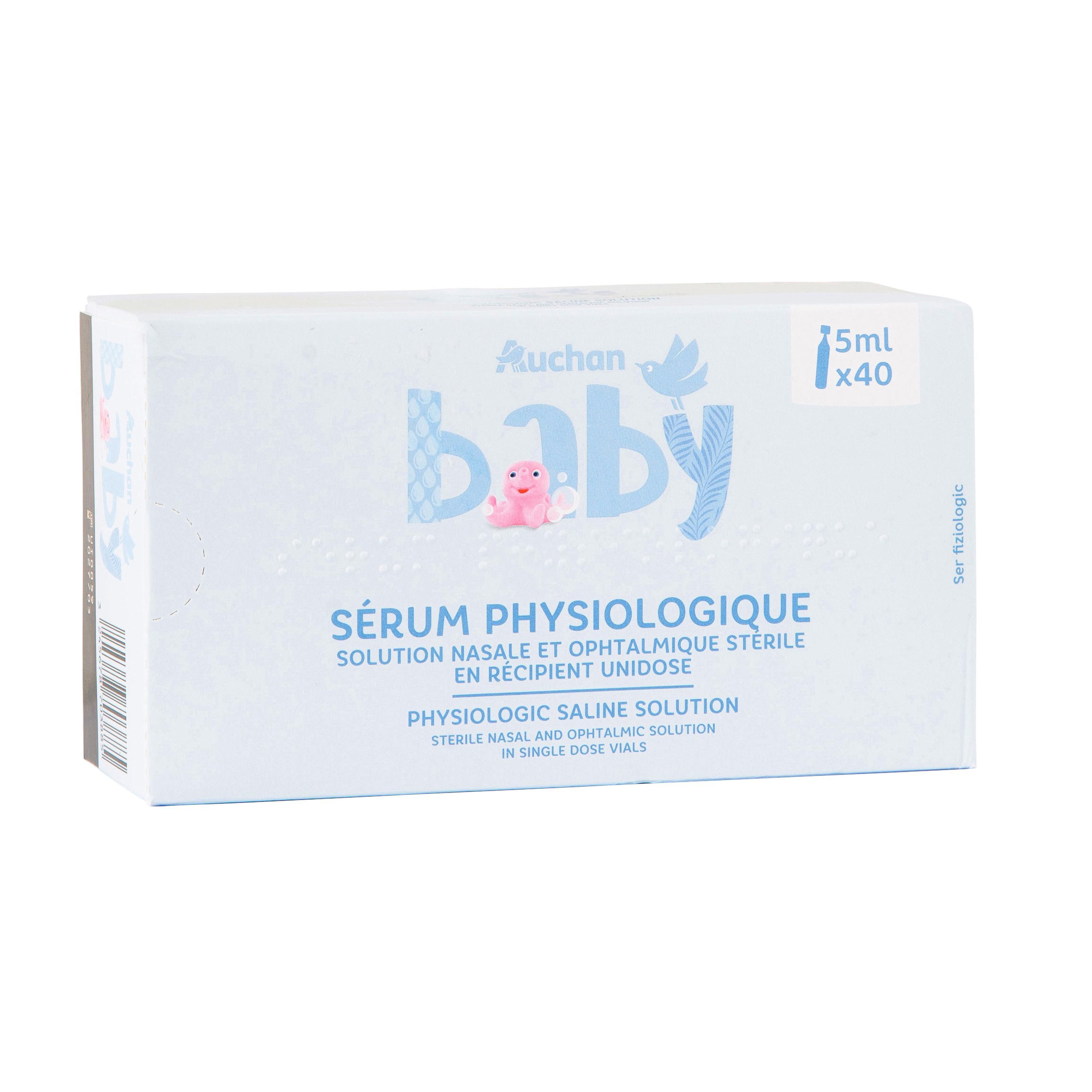 Voir la diapositive 2 : AUCHAN BABY Sérum physiologique 40x5ml