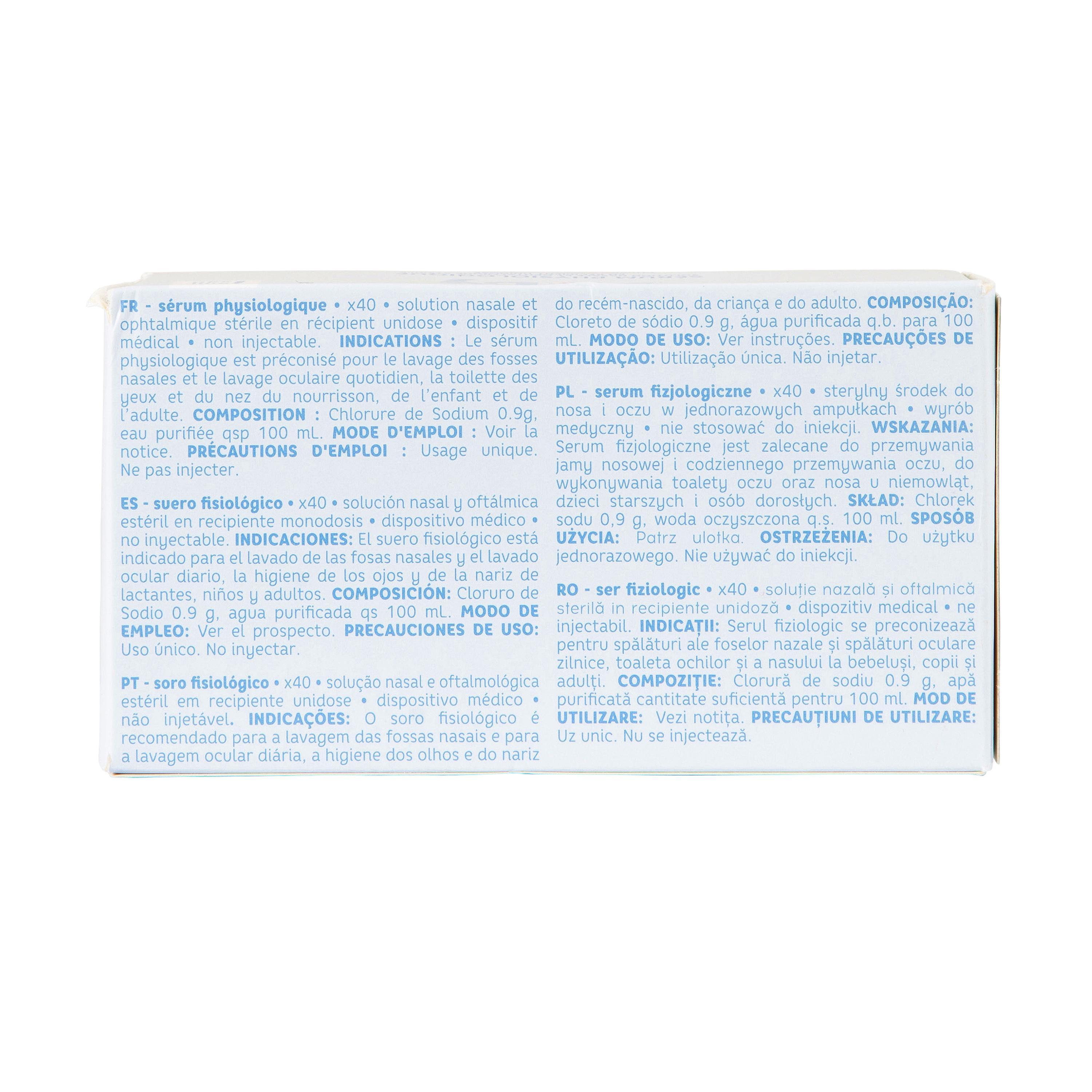 Voir la diapositive 3 : AUCHAN BABY Sérum physiologique 40x5ml