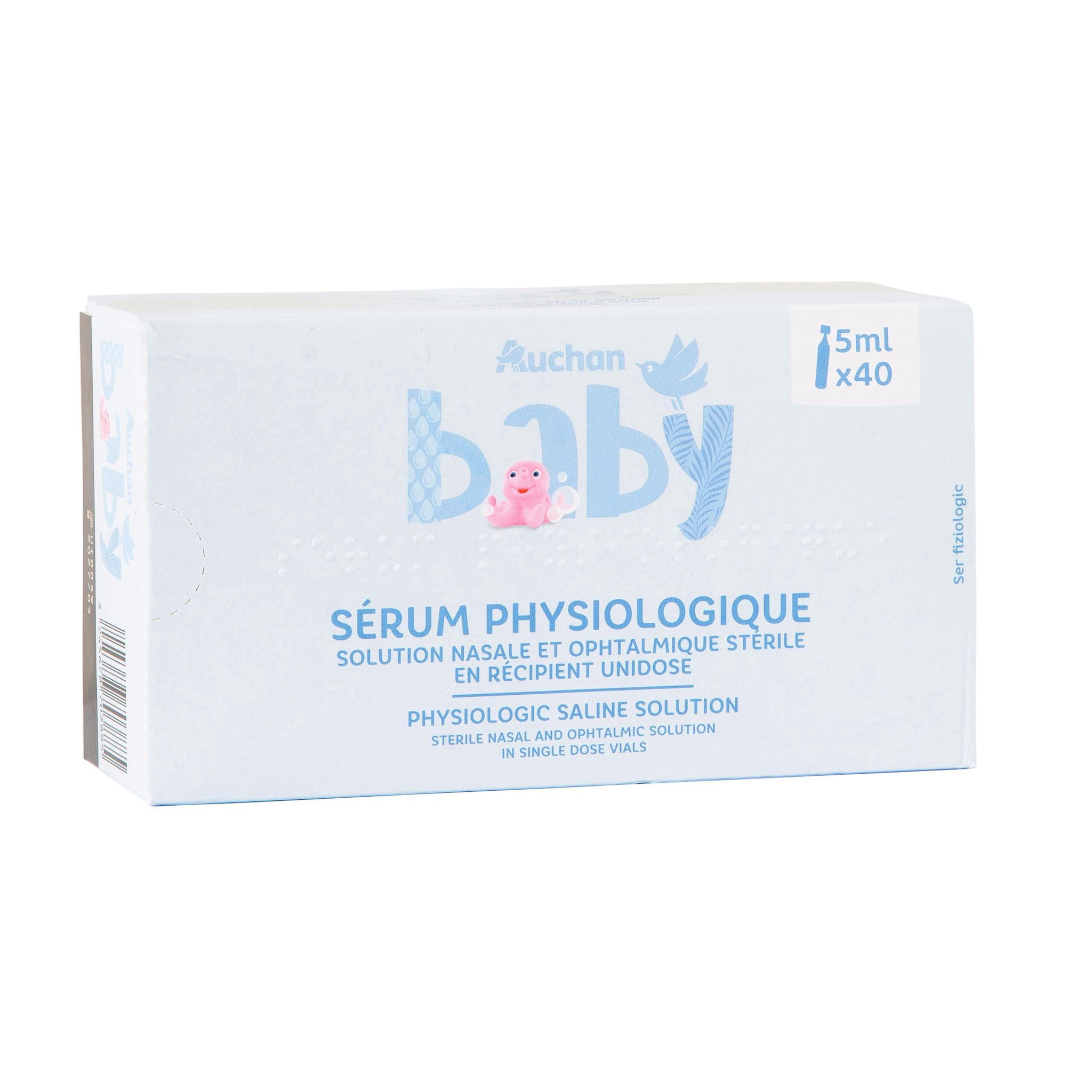 Voir la diapositive 3 : AUCHAN BABY Sérum physiologique 40x5ml
