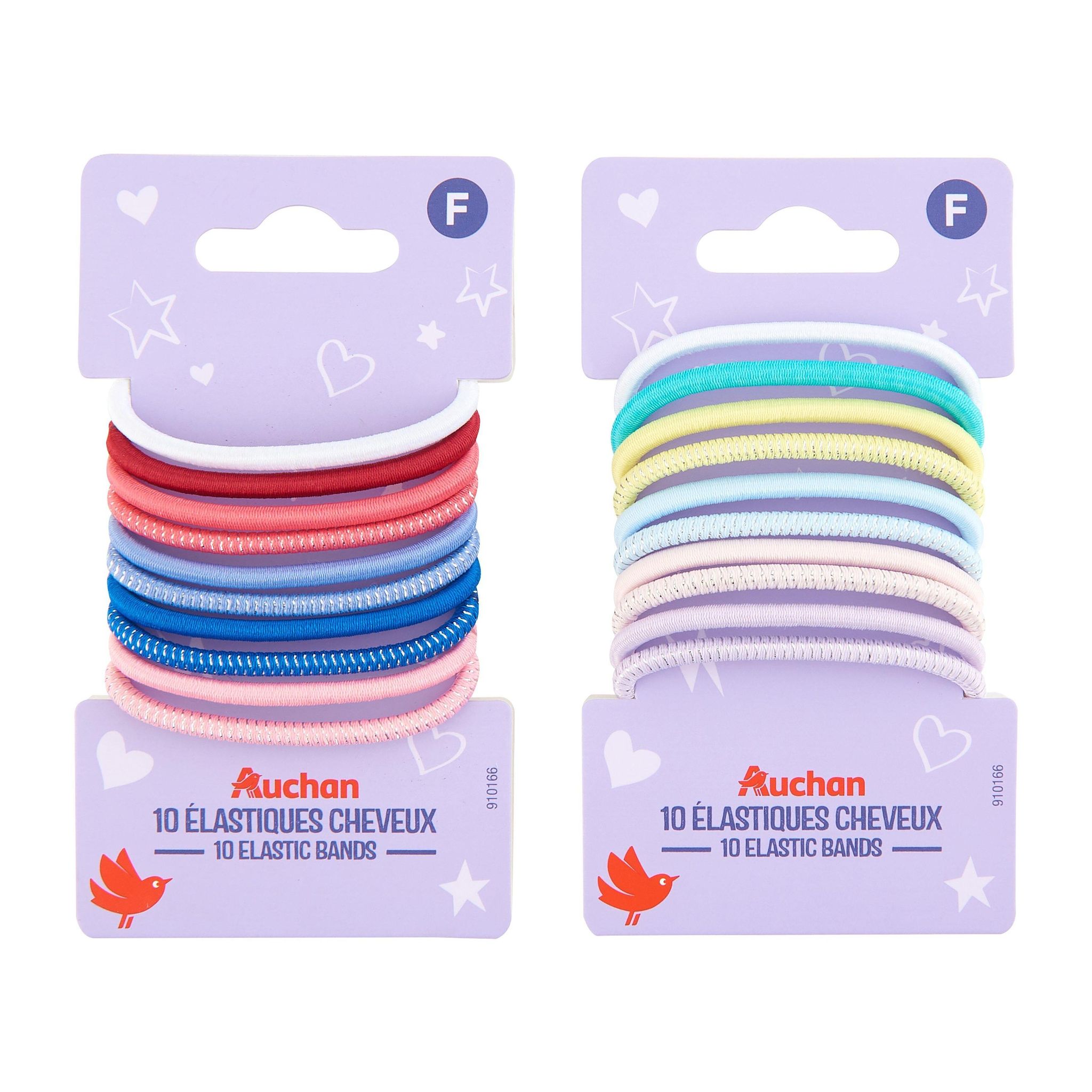 Voir la diapositive 2 : AUCHAN Elastiques cheveux enfant 10 pièces