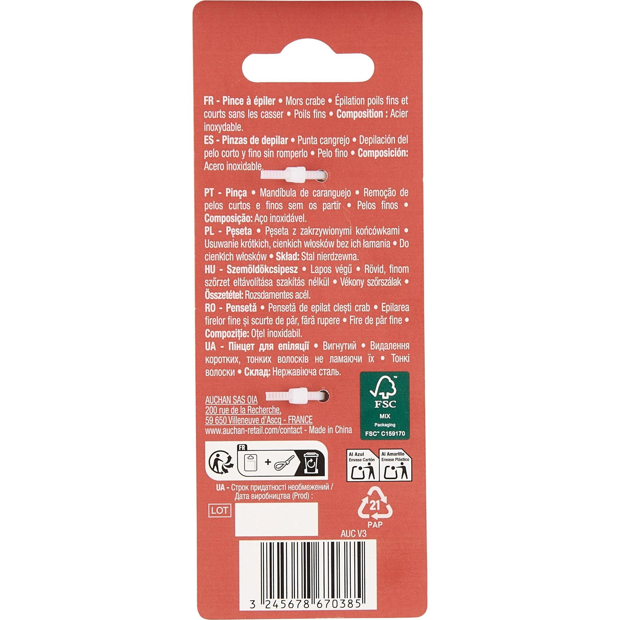 Voir la diapositive 2 : COSMIA Pince à épiler 1 pièce