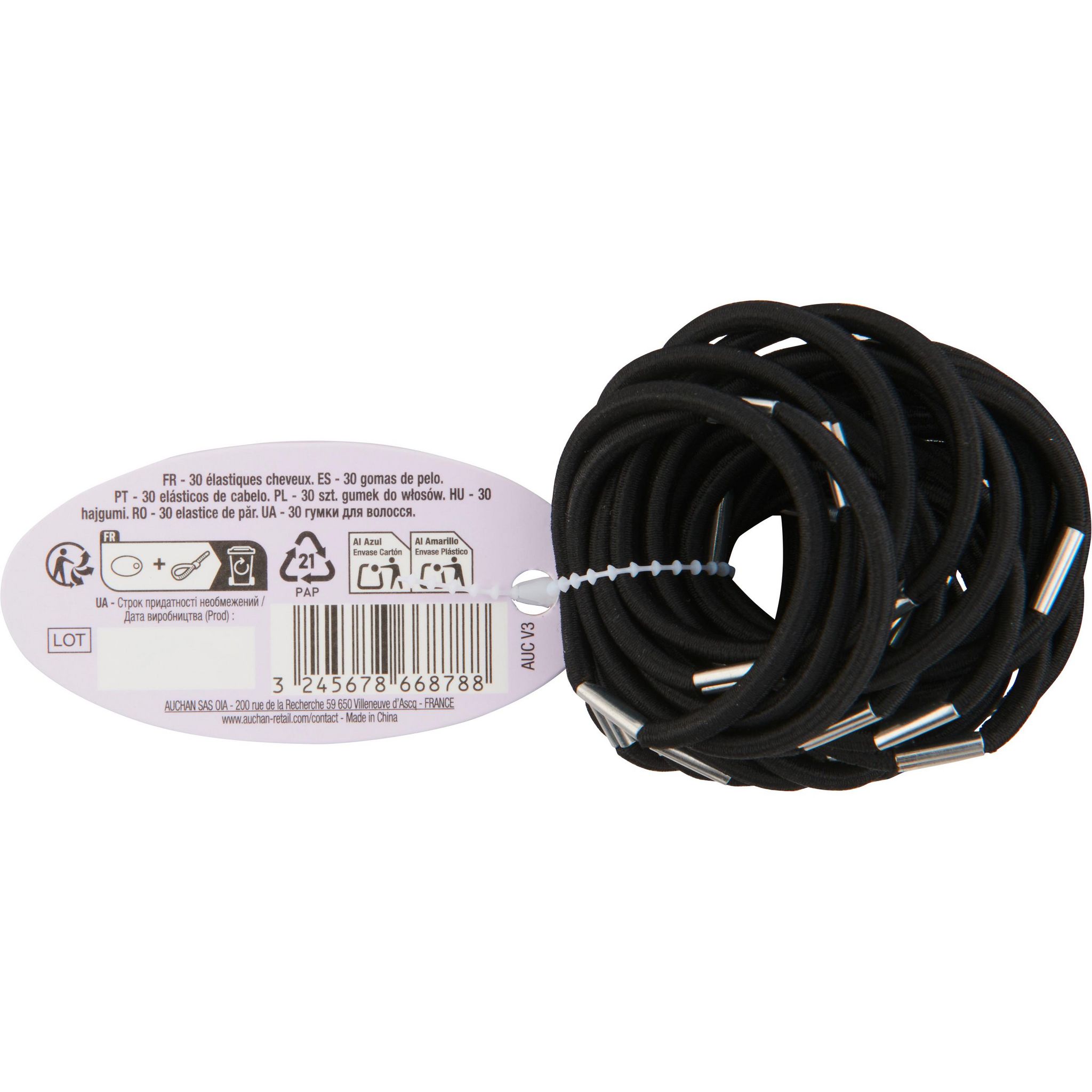 Voir la diapositive 3 : COSMIA Elastiques cheveux noirs 30 élastiques