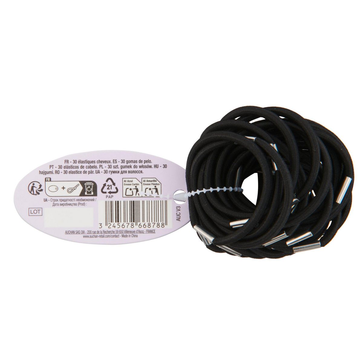 COSMIA Elastiques cheveux noirs 30 élastiques