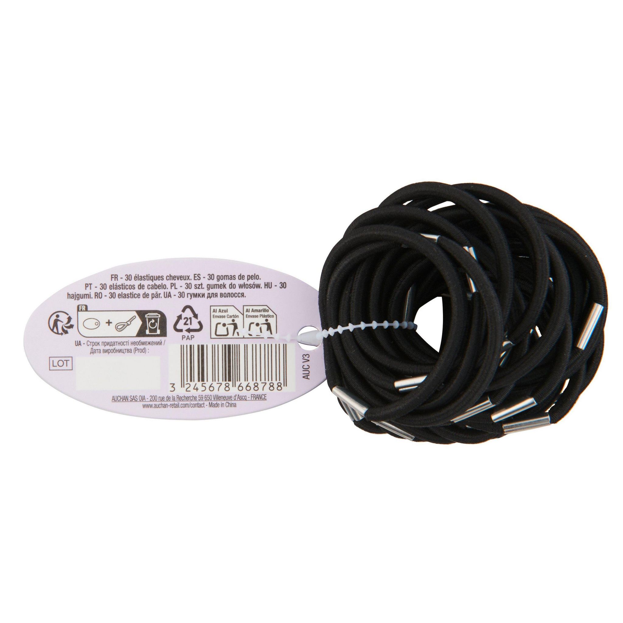 Voir la diapositive 4 : COSMIA Elastiques cheveux noirs 30 élastiques