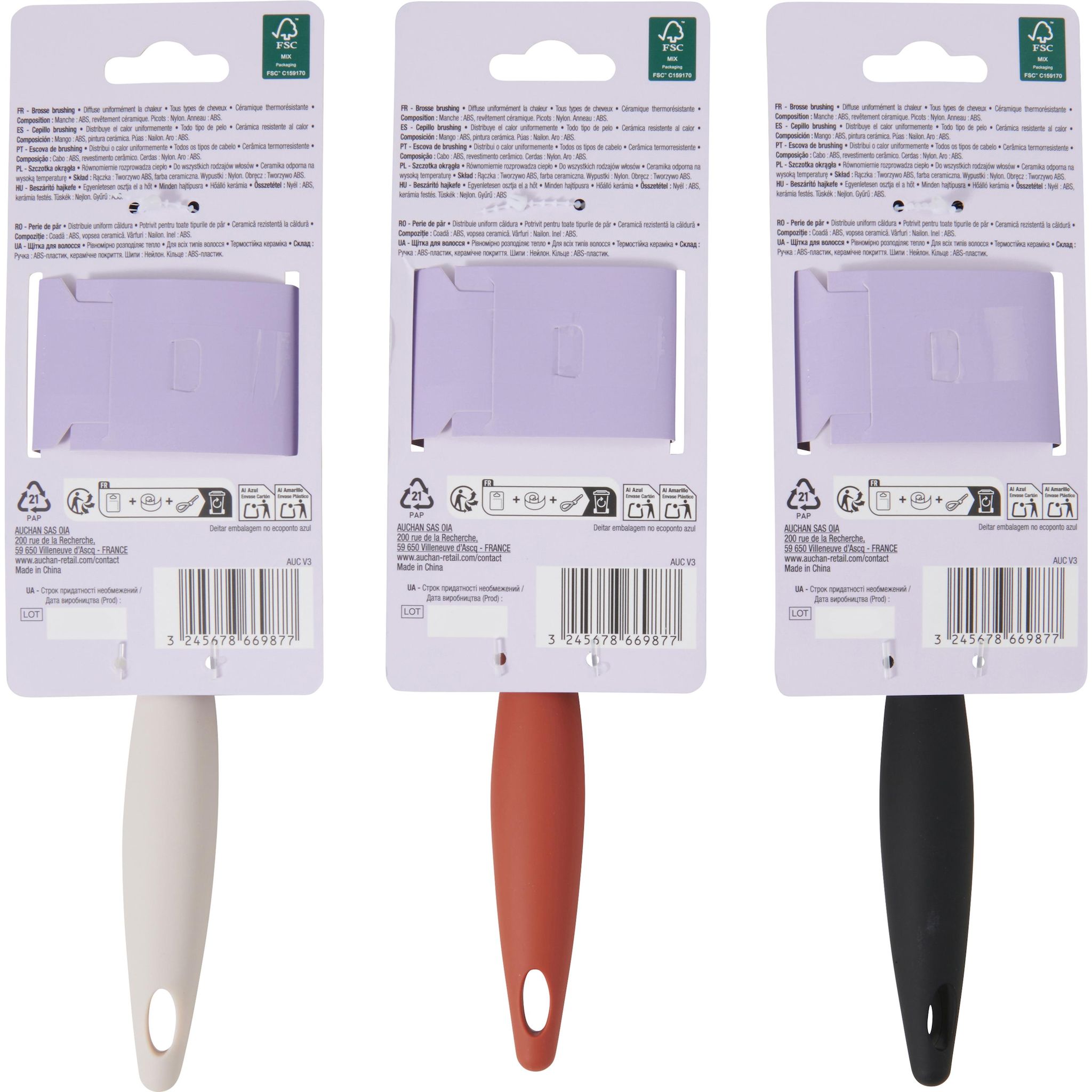 Voir la diapositive 3 : COSMIA Brosse brushing céramique thermo-active 1 brosse