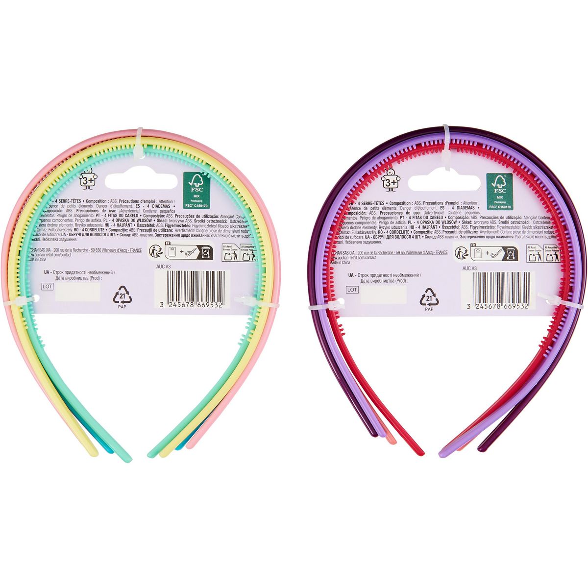 AUCHAN Serre têtes enfant 4 pièces