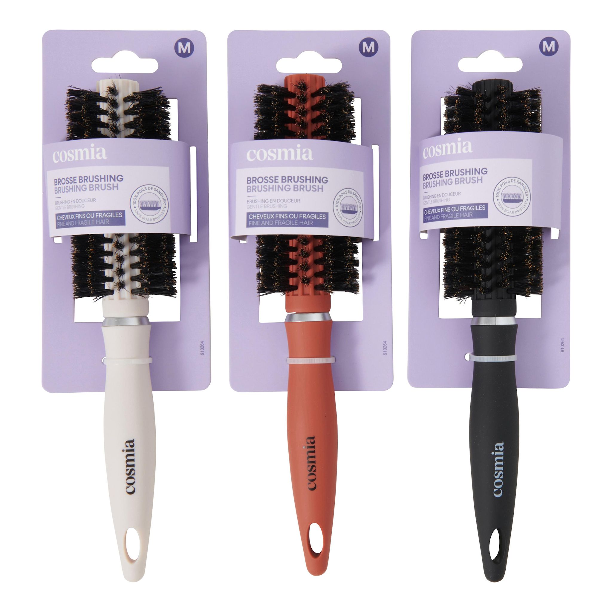 Voir la diapositive 2 : COSMIA Brosse à brushing pour cheveux fins ou fragiles 1 pièce