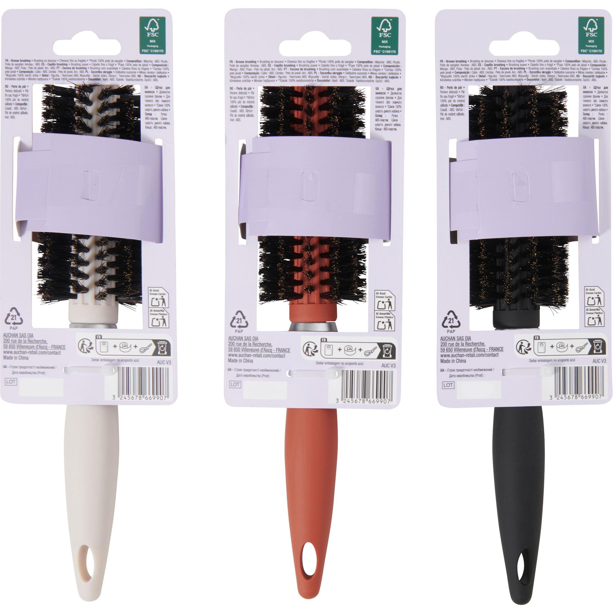 Voir la diapositive 4 : COSMIA Brosse à brushing pour cheveux fins ou fragiles 1 pièce