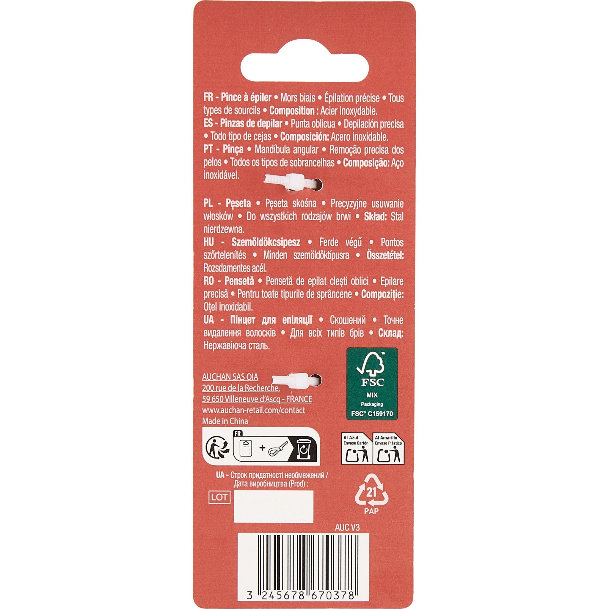 Voir la diapositive 2 : COSMIA Pince à épiler 1 pièce