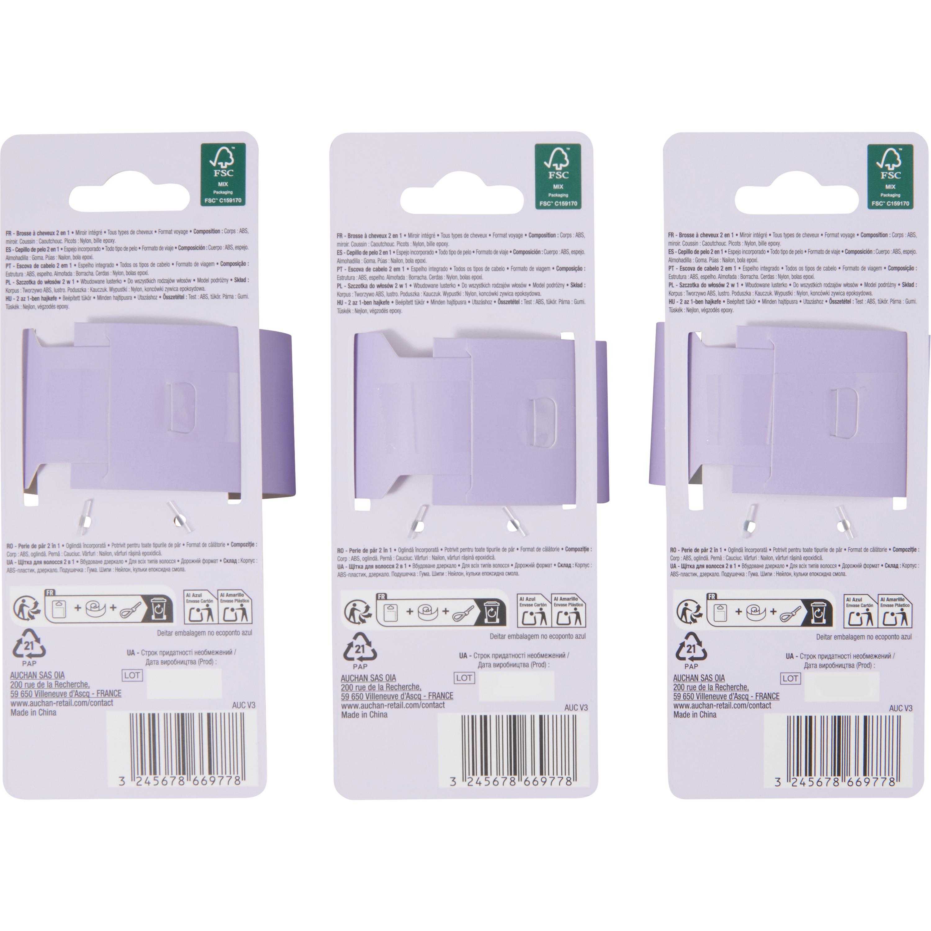 Voir la diapositive 2 : COSMIA Mini brosse à cheveux multi usage pliante avec miroir 1 mini brosse