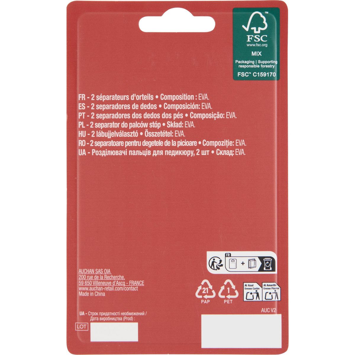 COSMIA Séparateur d'orteils 2 pièces