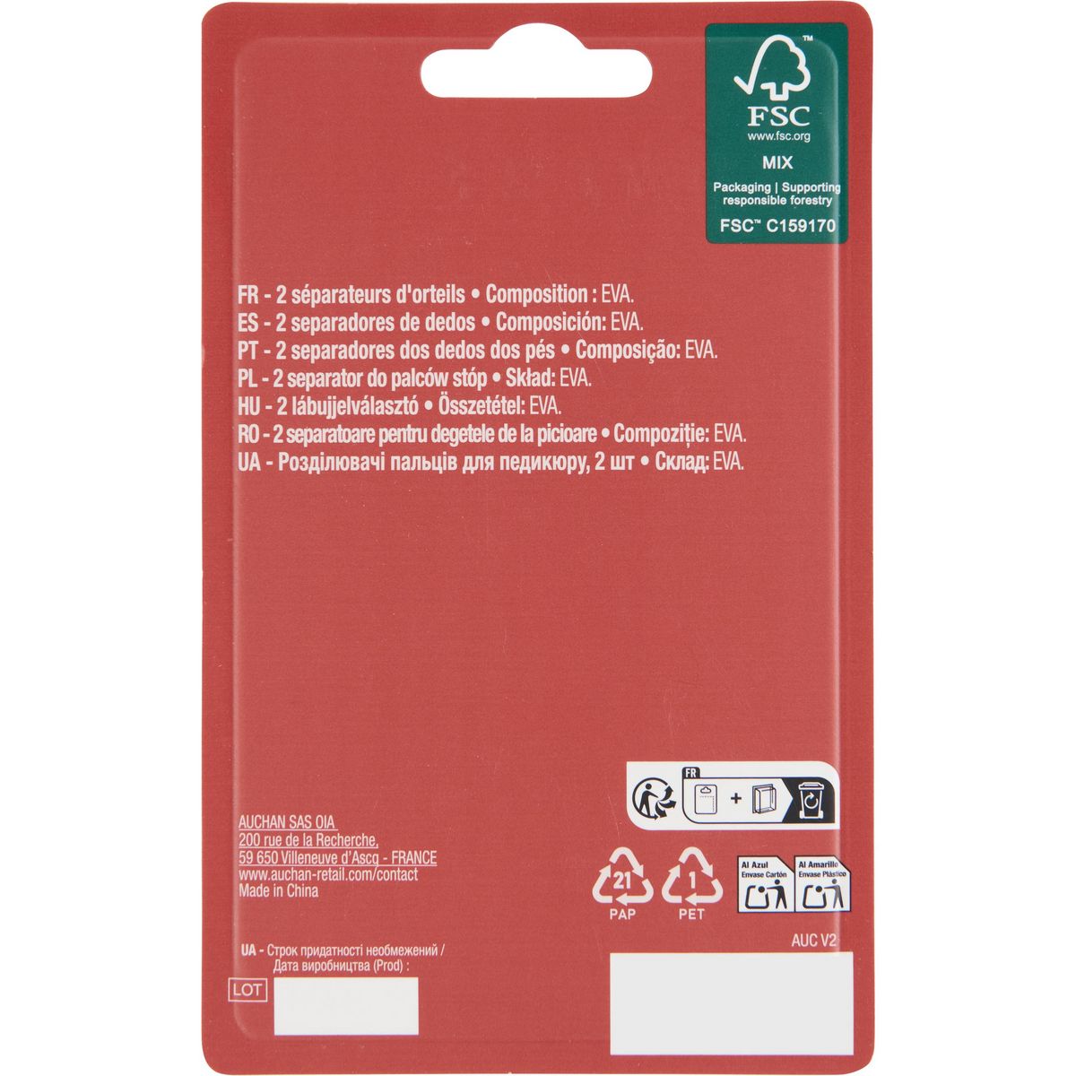 COSMIA Séparateur d'orteils 2 pièces